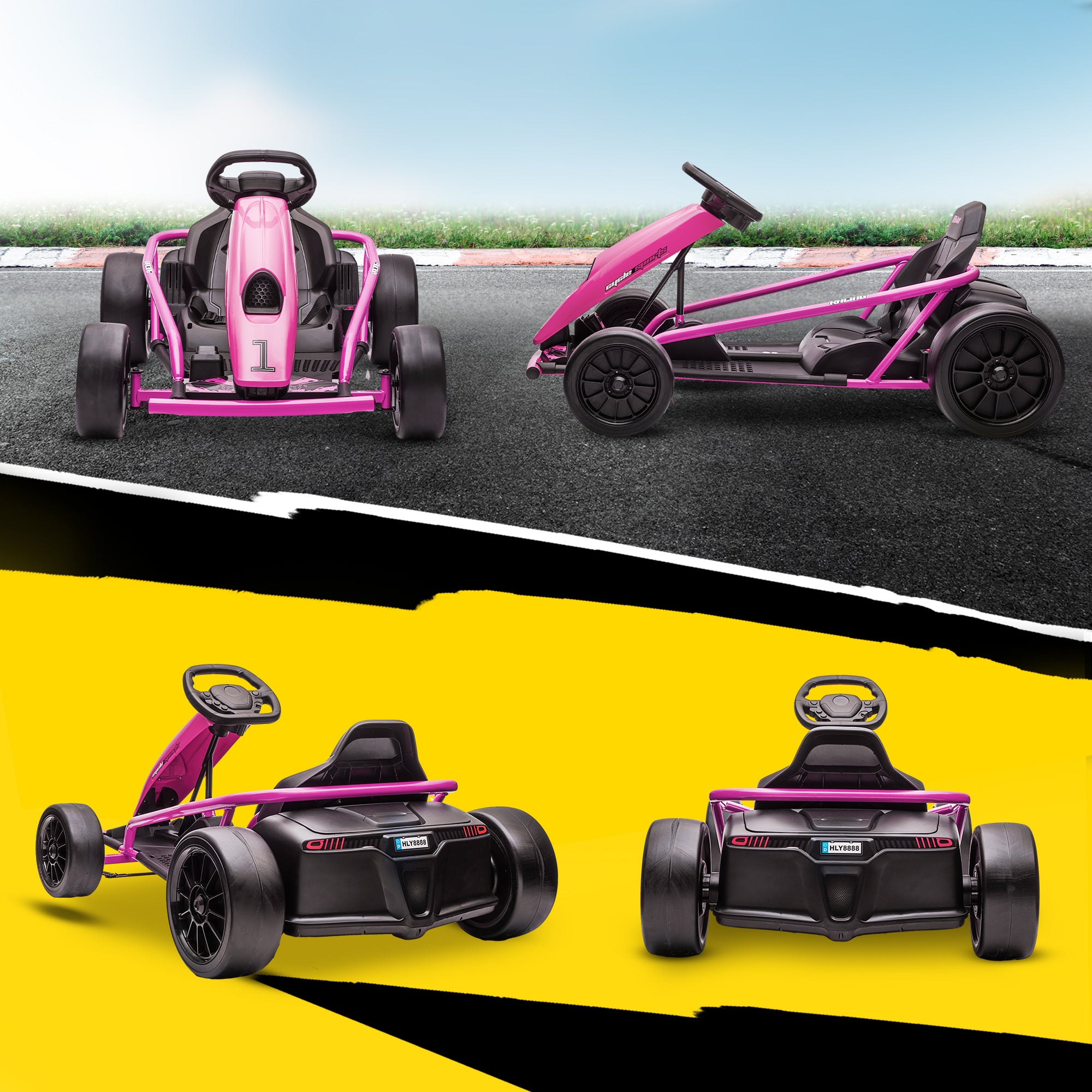 HOMCOM 24V Electric Go Kart for Kids Drift Ride-On Racing Go Kart with 2 Speeds
