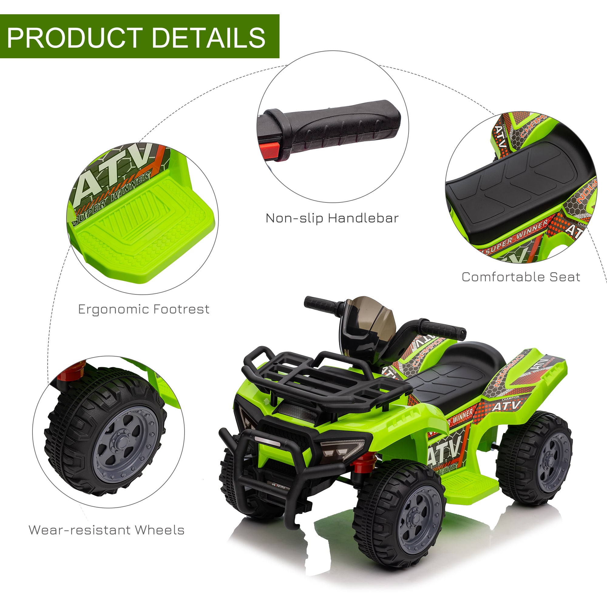 HOMCOM 6V Toddler Electric Quad Bike - Green