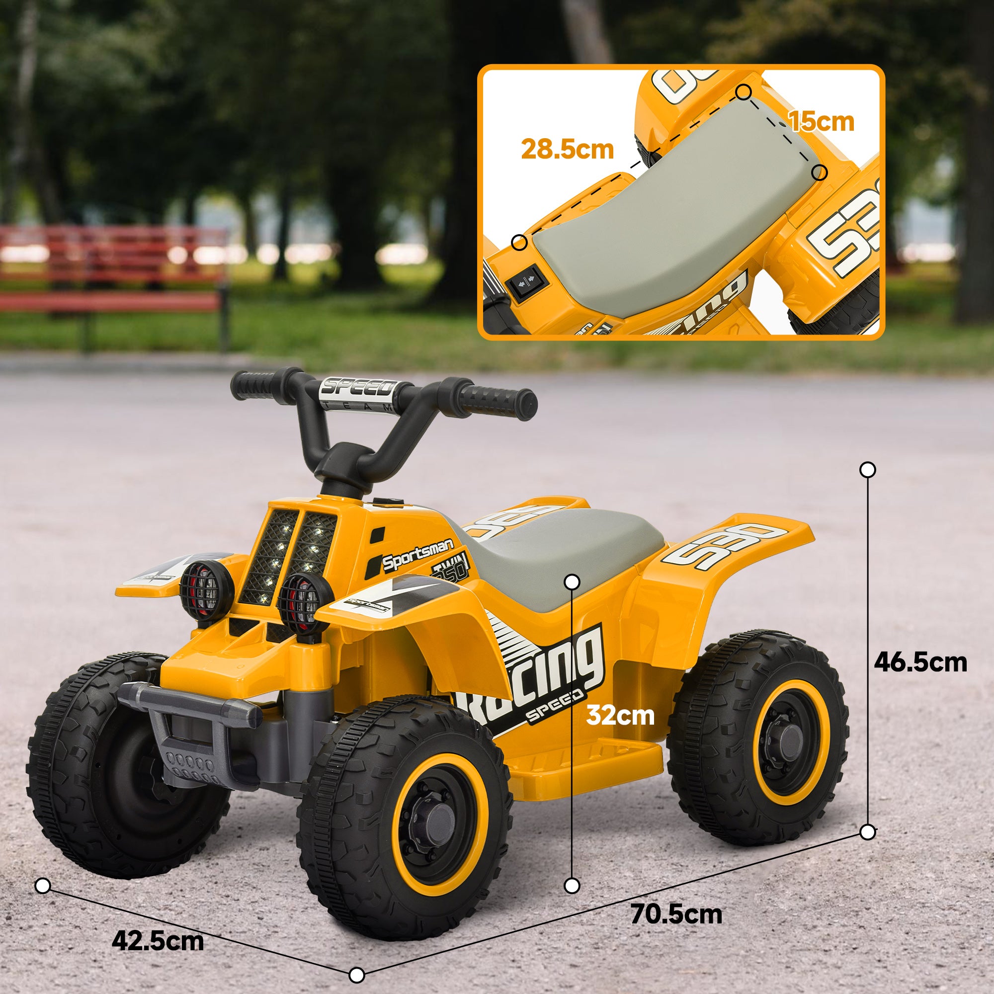 AIYAPLAY 6V Toddler Electric Quad Bike - Black
