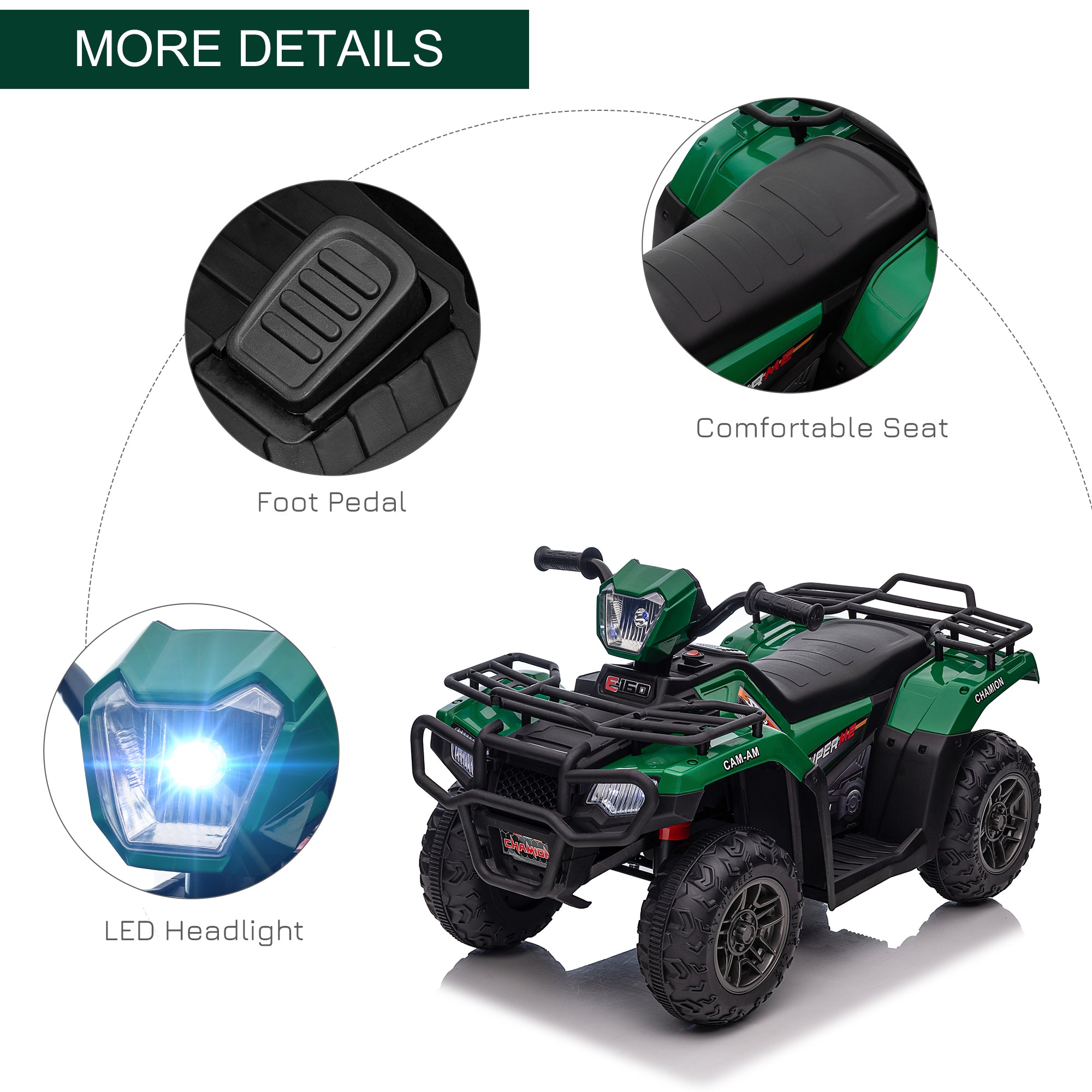 HOMCOM 12V Kids Electric Quad Bike - Green