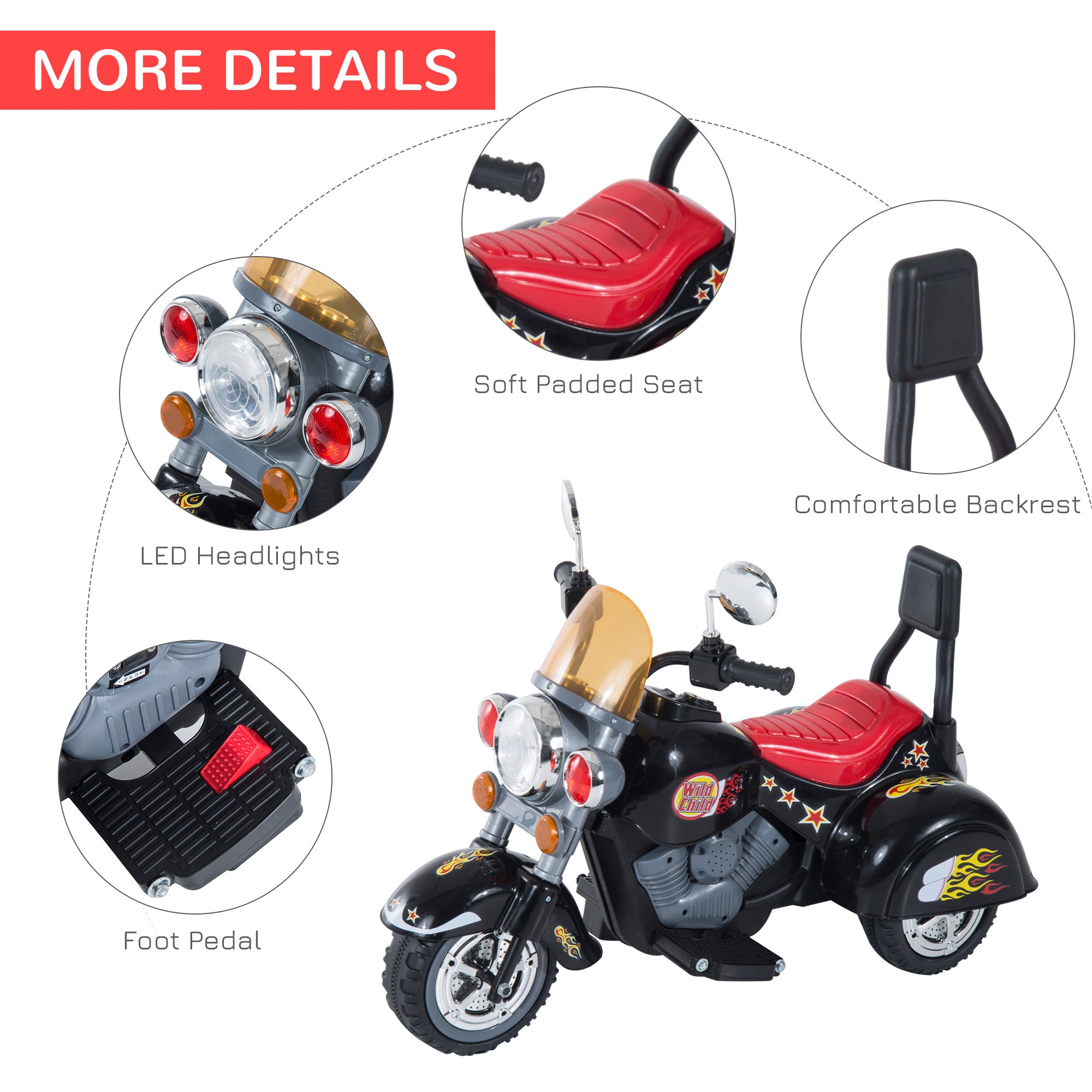 HOMCOM 6V Kids Electric Scooter Ride-On
