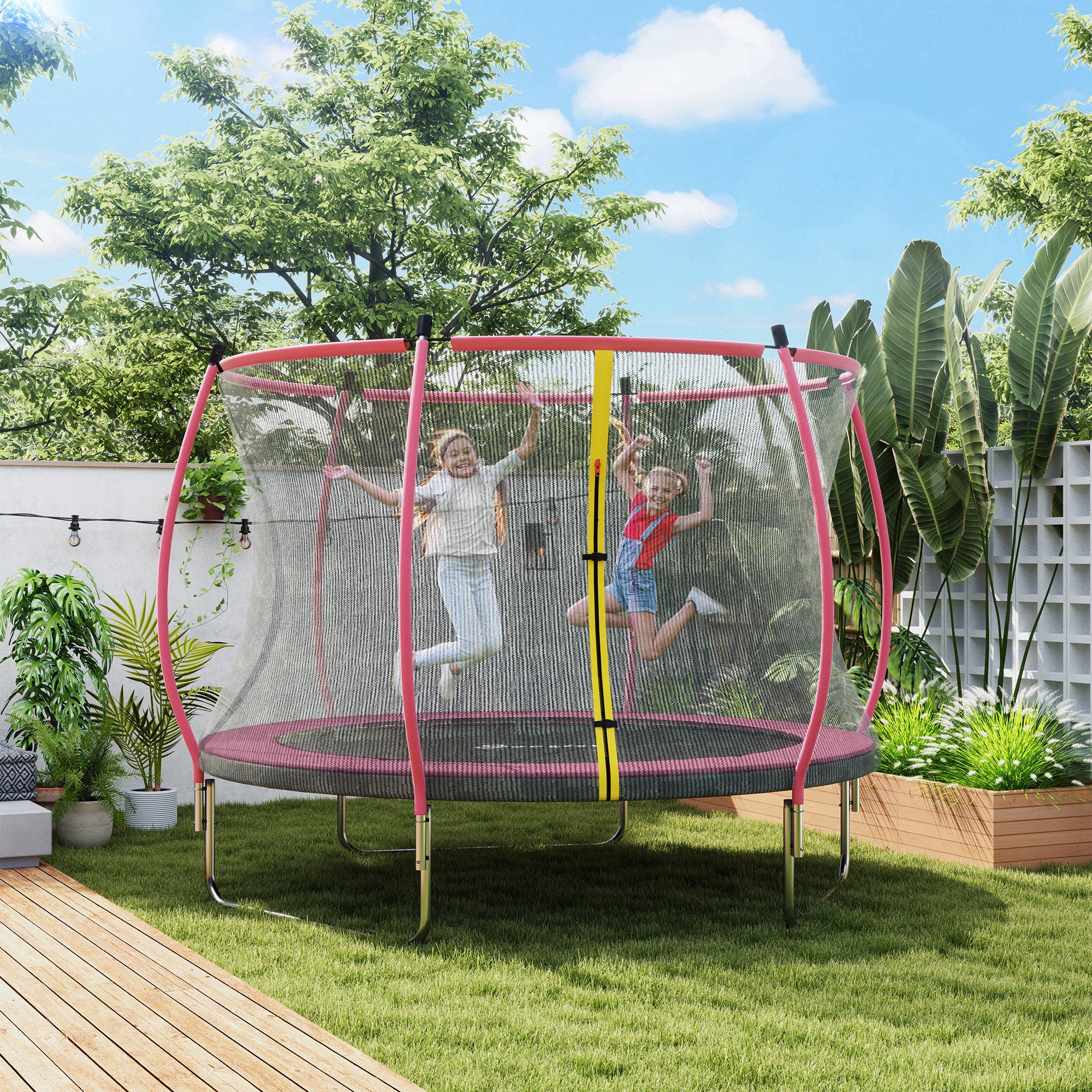 SPORTNOW Outdoor Trampoline with Enclosure Net, Spring Cover 5