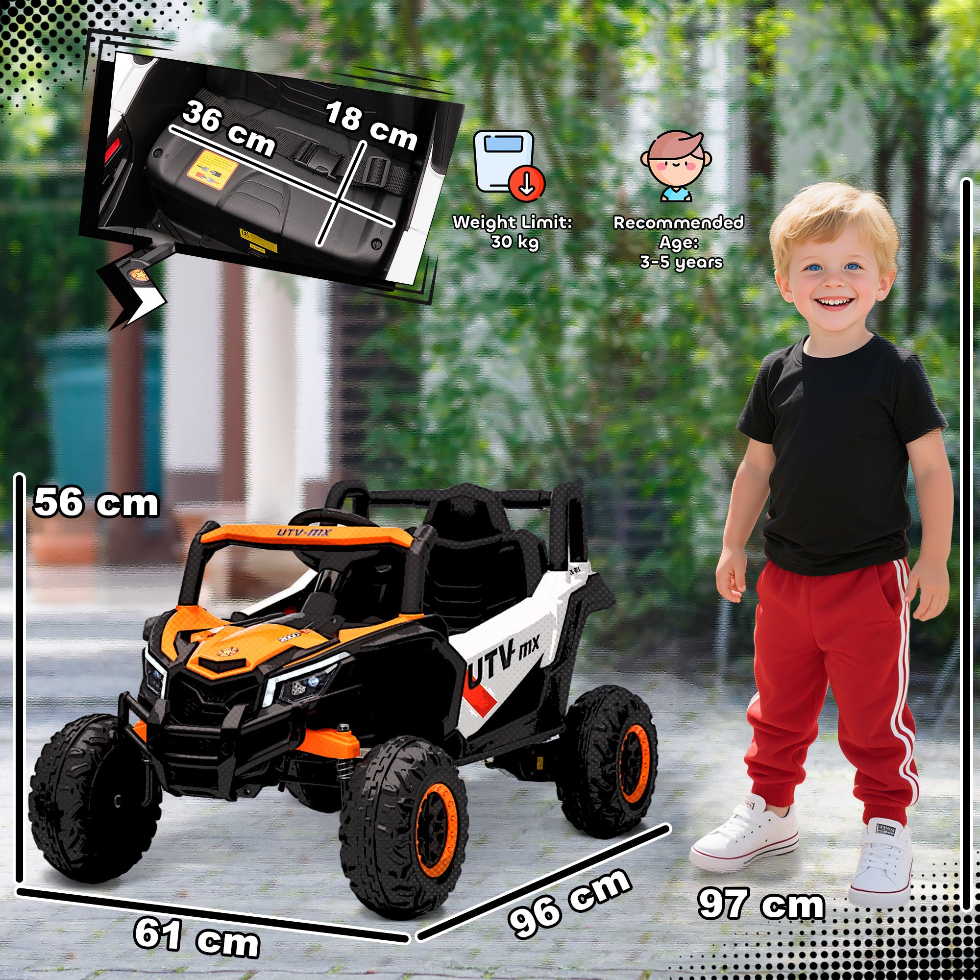 AIYAPLAY 12V Kids Electric Ride-On Car - Orange