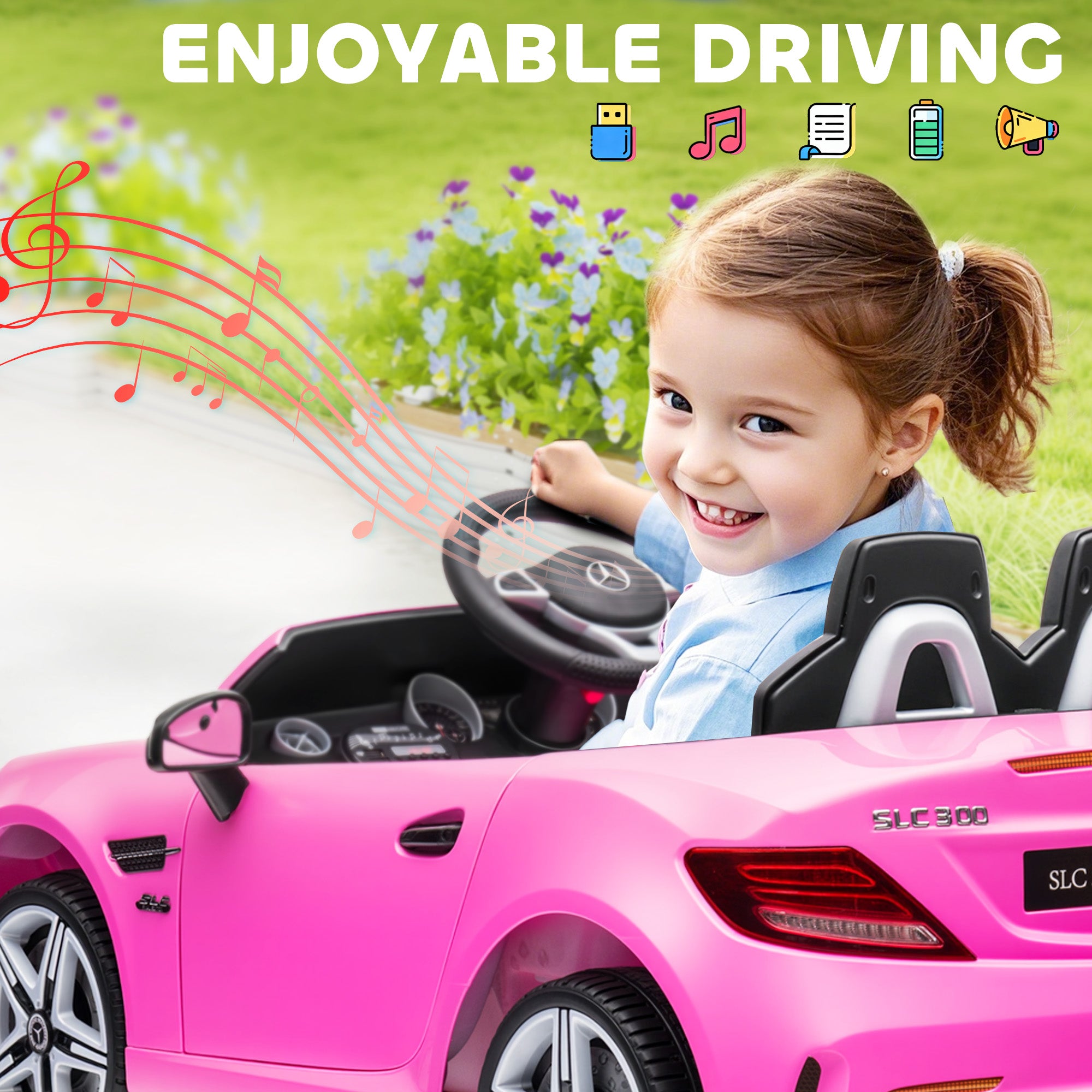 HOMCOM Mercedes-Benz SLC 300 12V Kids Ride-On Car