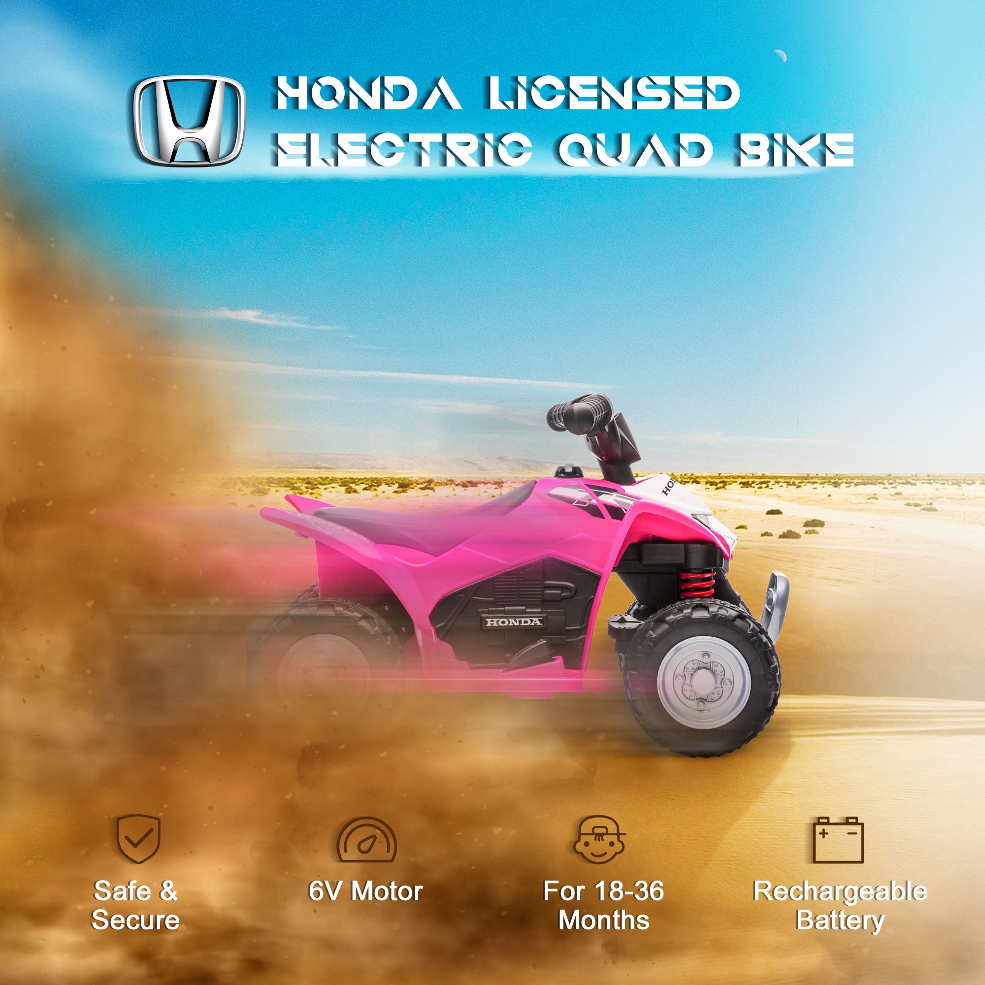 AIYAPLAY Honda 6V Kids Electric Quad Bike