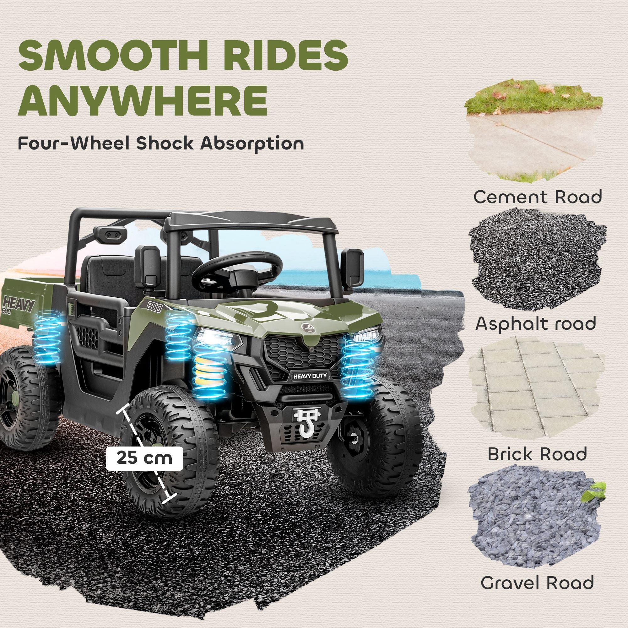 AIYAPLAY 12V Kids UTV Ride-On with Dump Bed