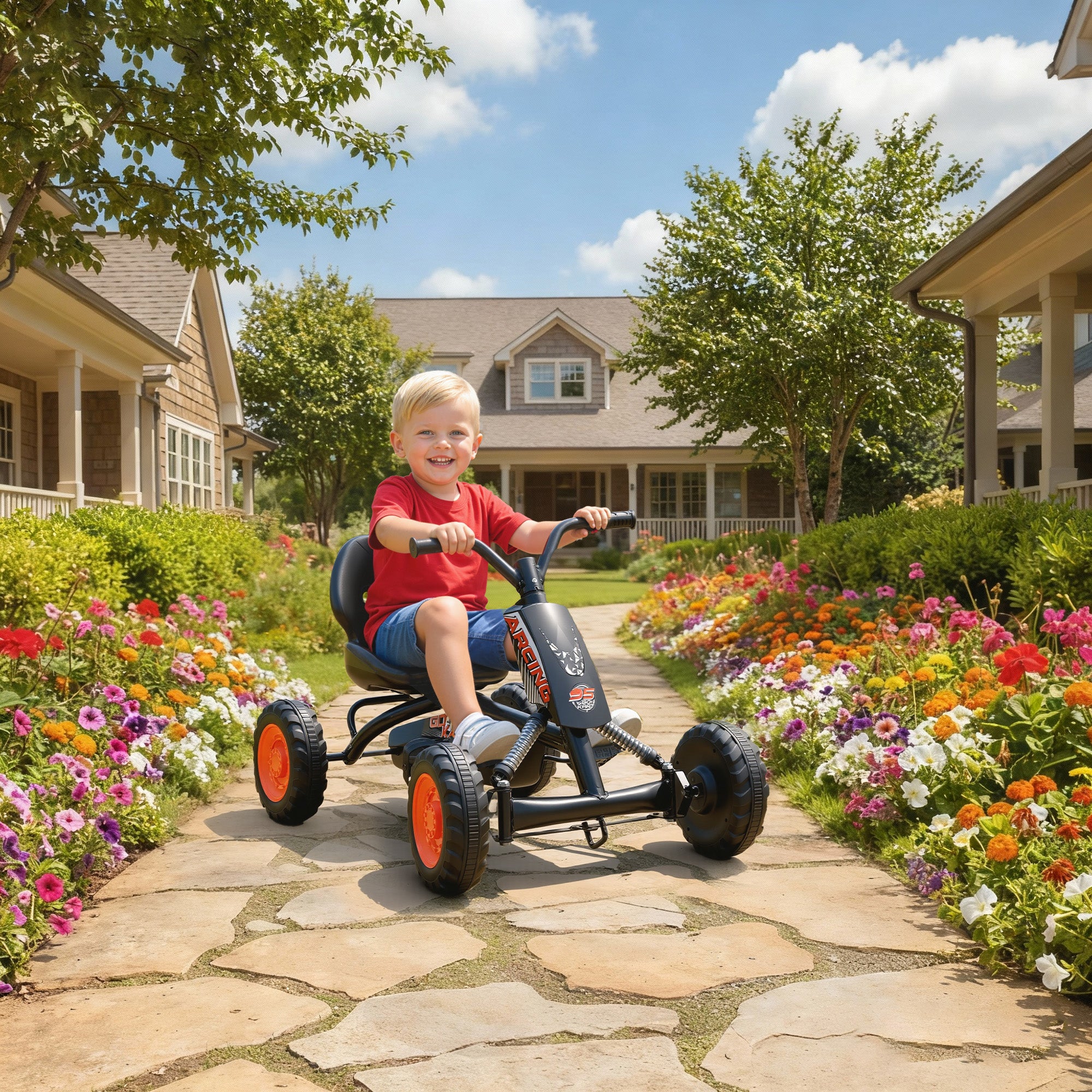 AIYAPLAY Kids Pedal Go Kart Steel Frame