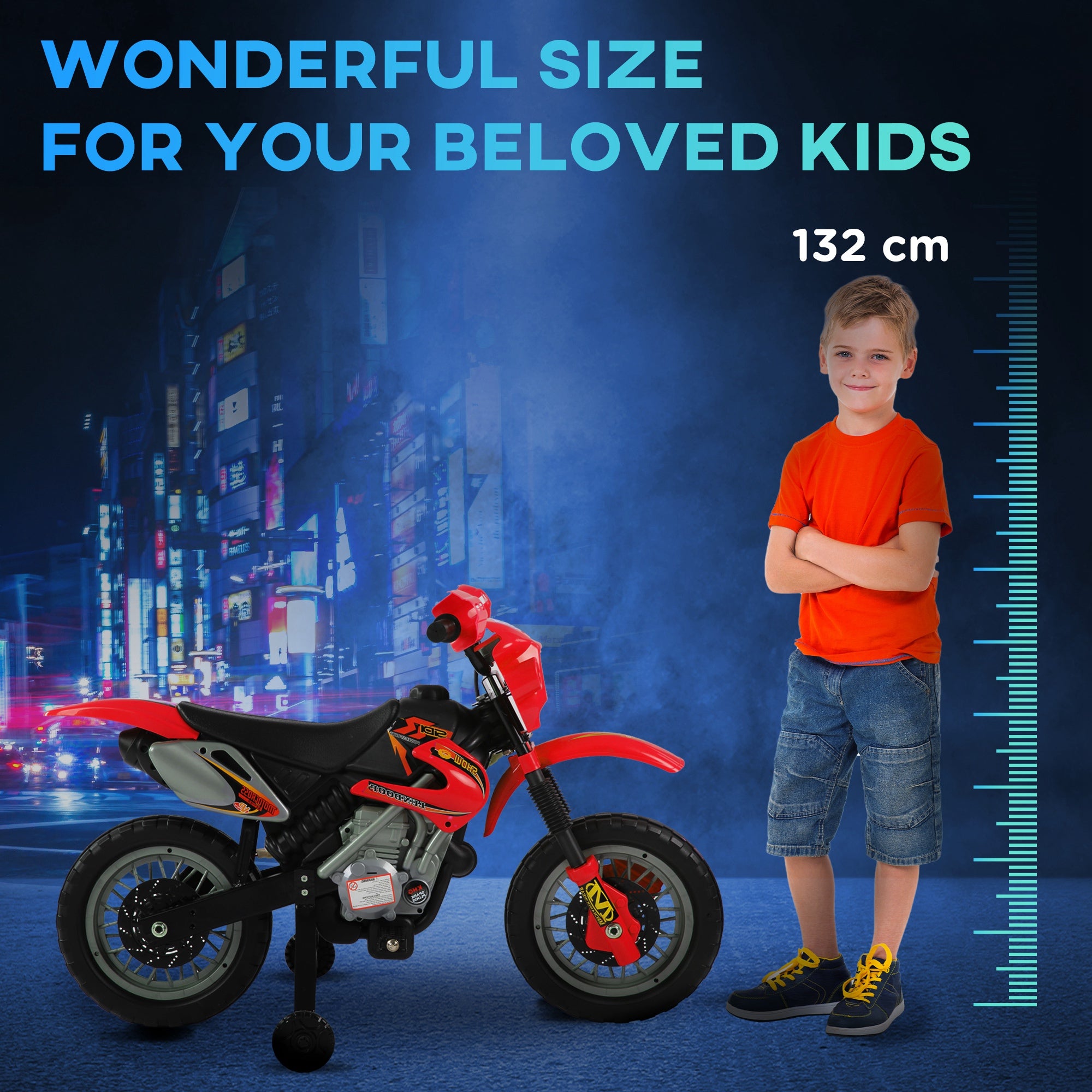 HOMCOM Kids Electric Ride-On Motorbike - Red