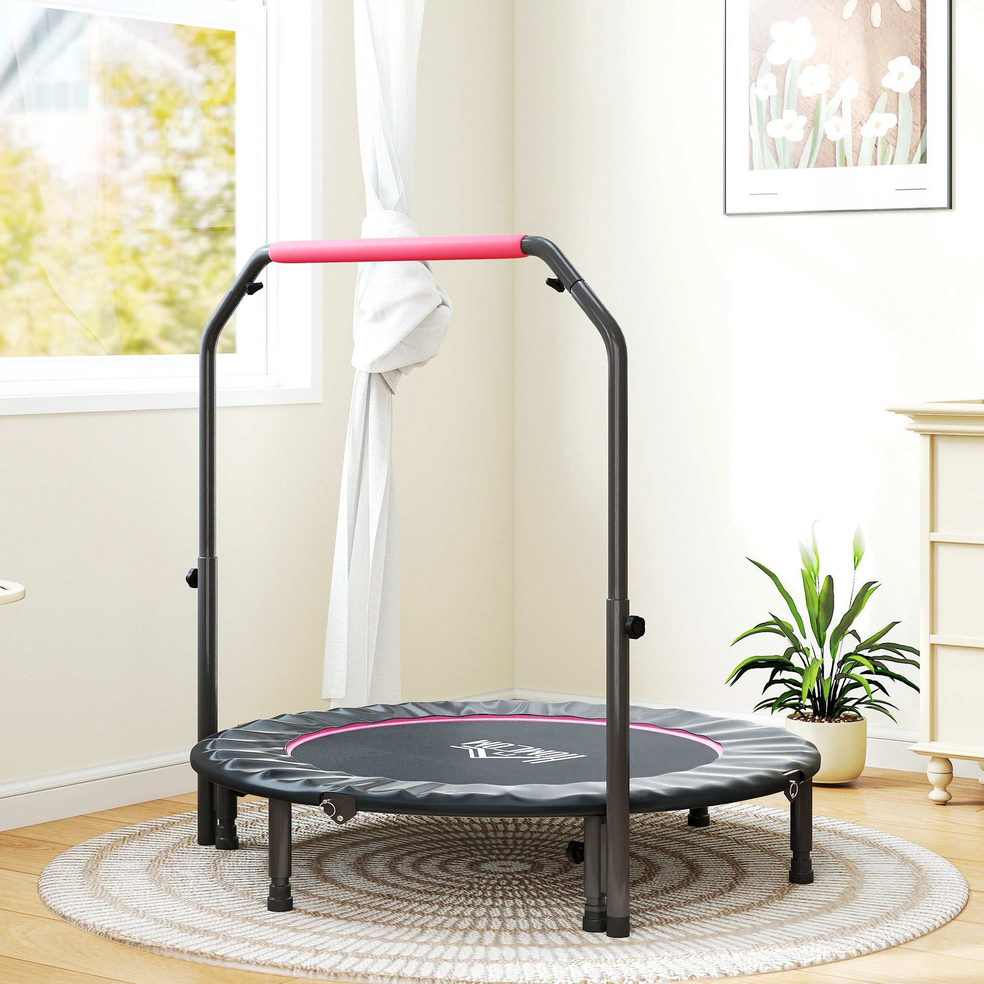 HOMCOM 48" Foldable Mini Fitness Trampoline - Black