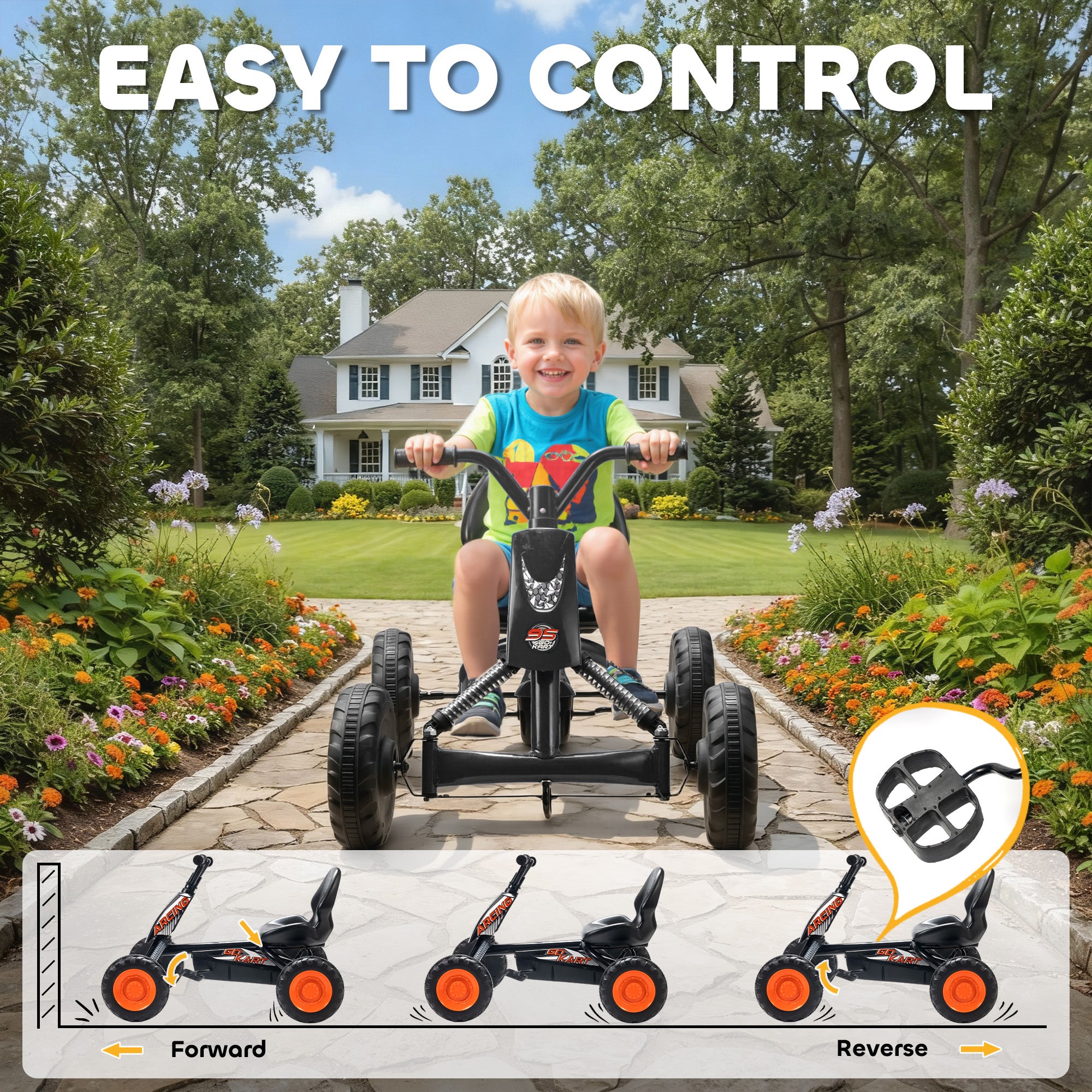 AIYAPLAY Kids Pedal Go Kart Steel Frame