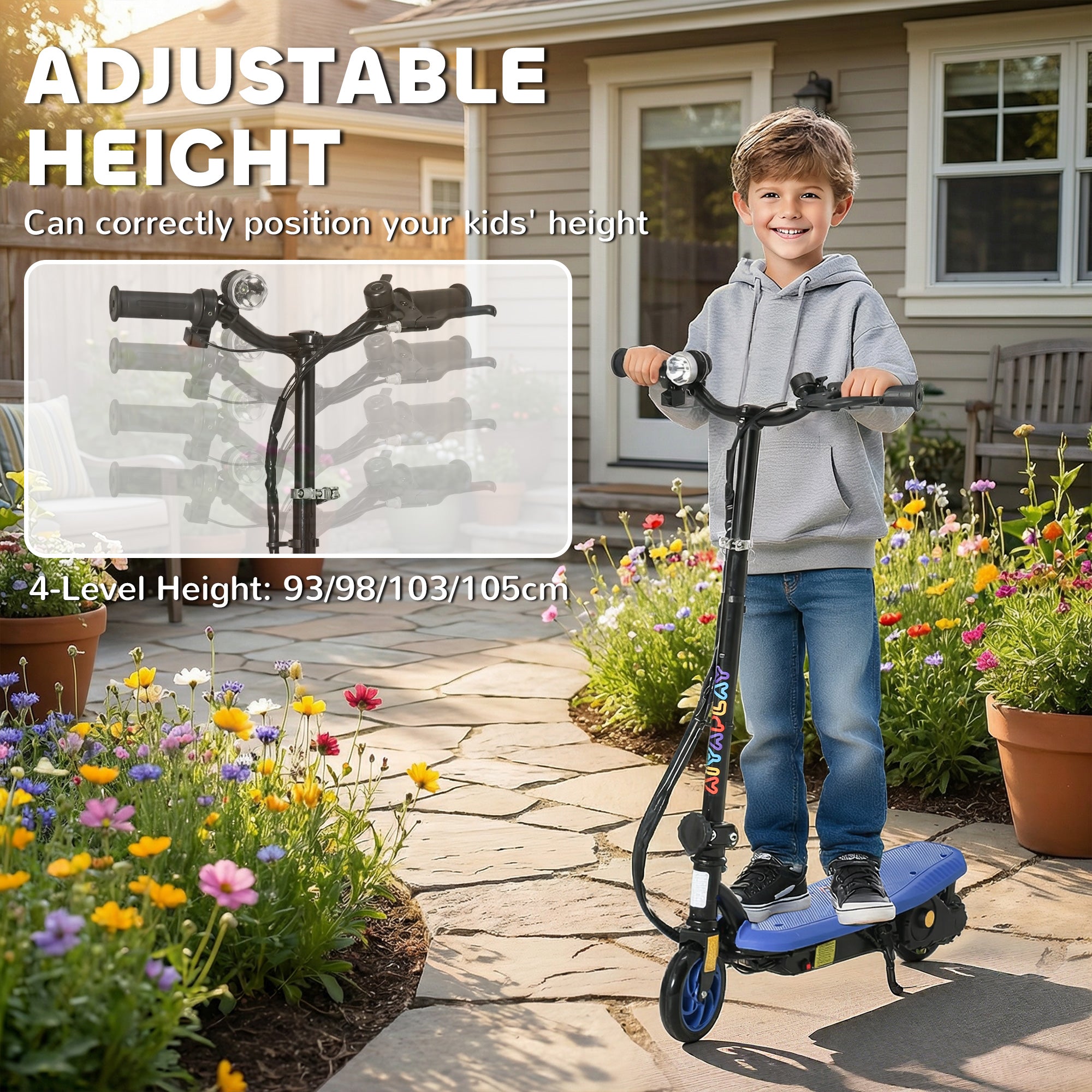HOMCOM Kids Electric Scooter with LED Lights