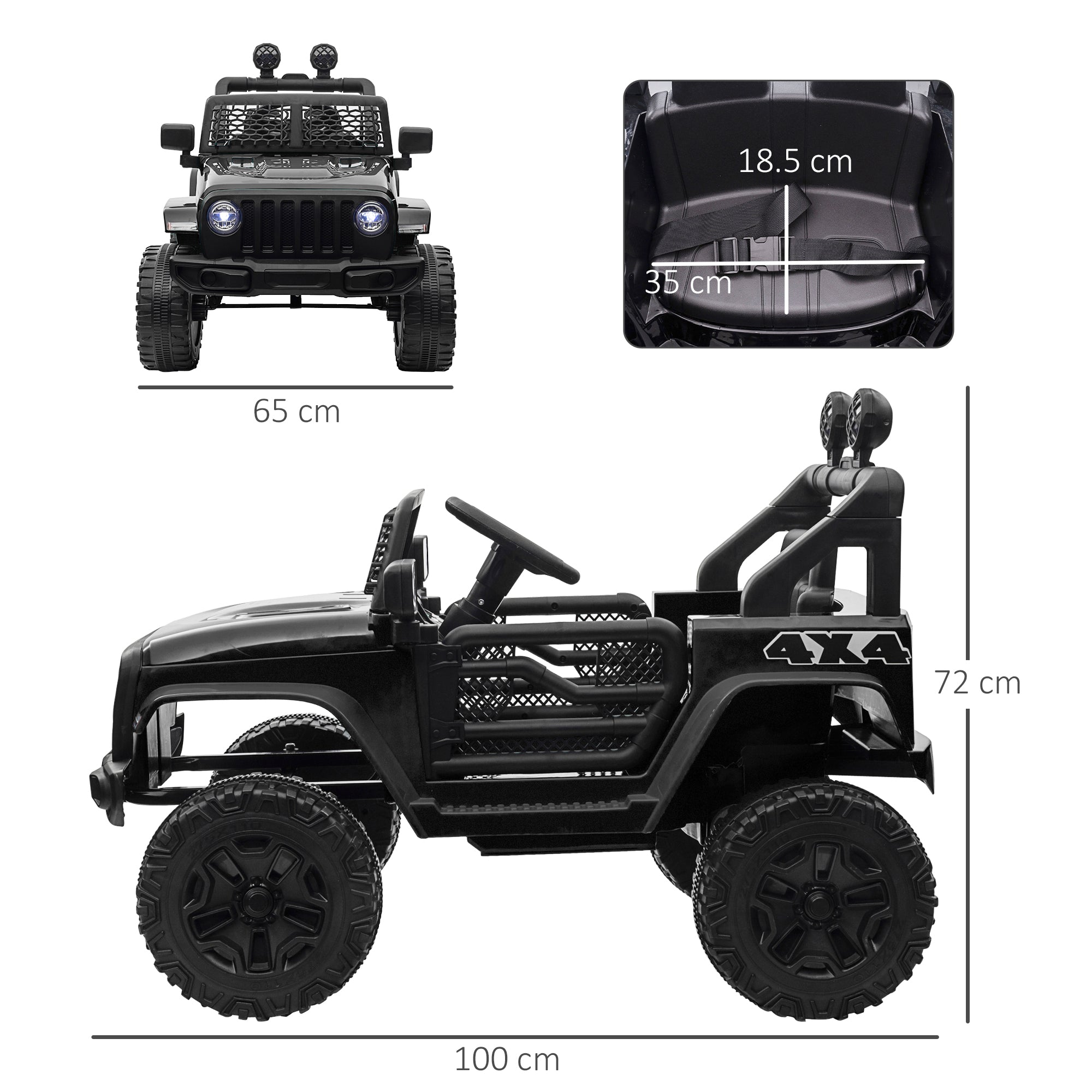HOMCOM 12V Kids Off-Road Ride-On Car / Truck - Black
