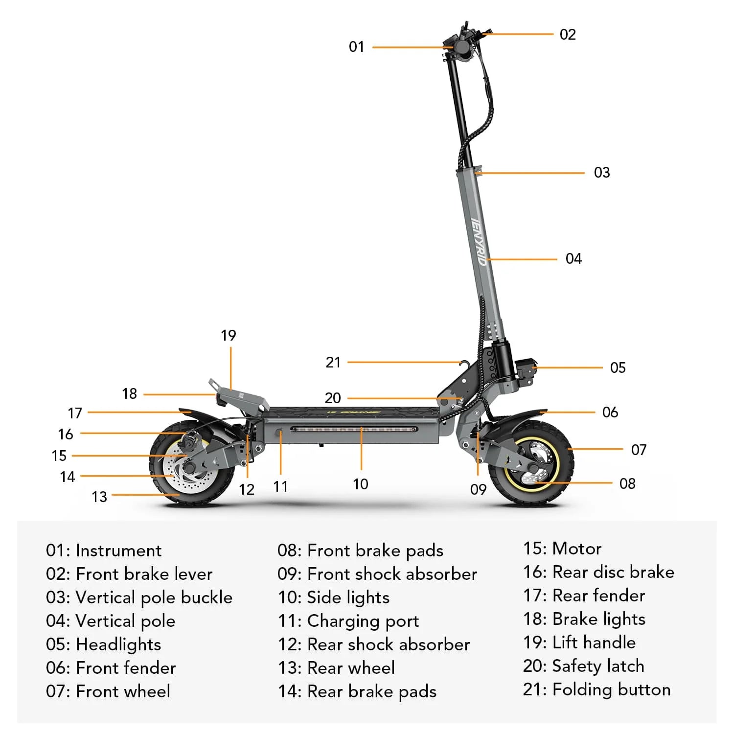 iENYRID S1 Off Road Electric Scooter dimensions