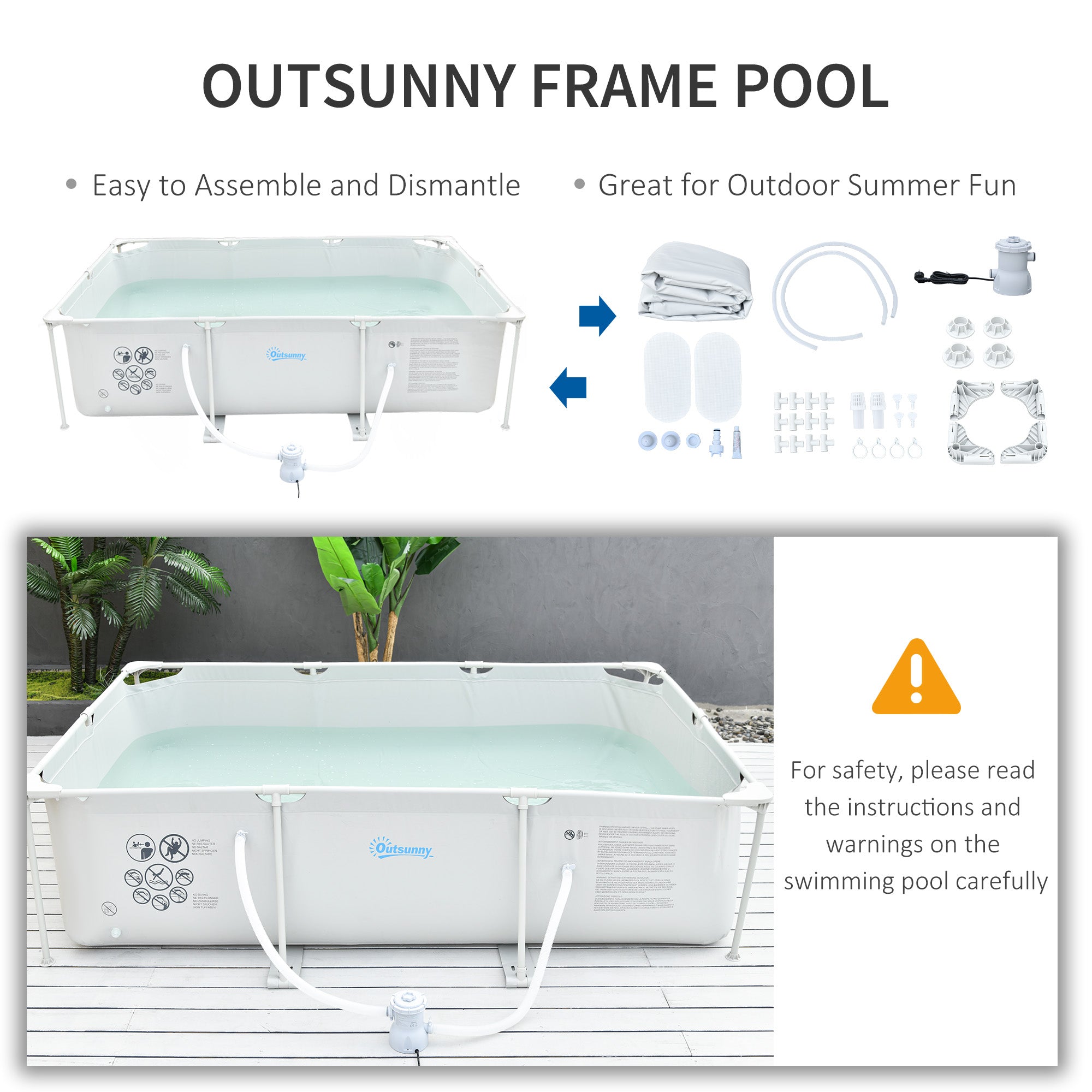Outsunny Steel Frame Garden Pool 15