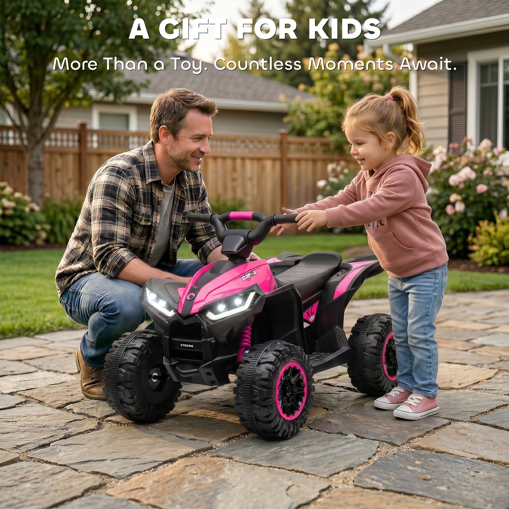 HOMCOM 12V Kids Electric Quad Bike - Pink