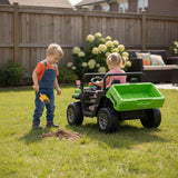 Funstuff AgriBuddy 12V Two-Seater Ride-On Buggy with Tipper - Green