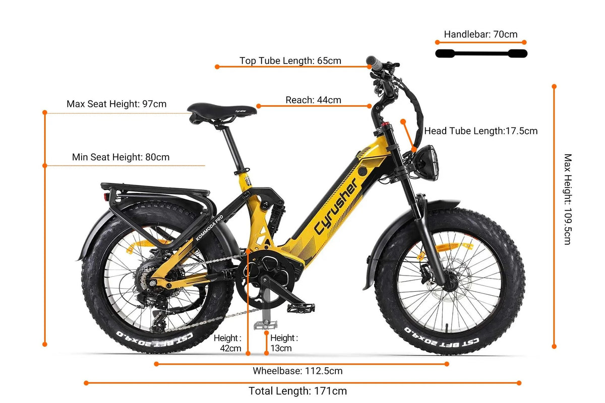 Cyrusher Kommoda Pro Electric Bike dimensions