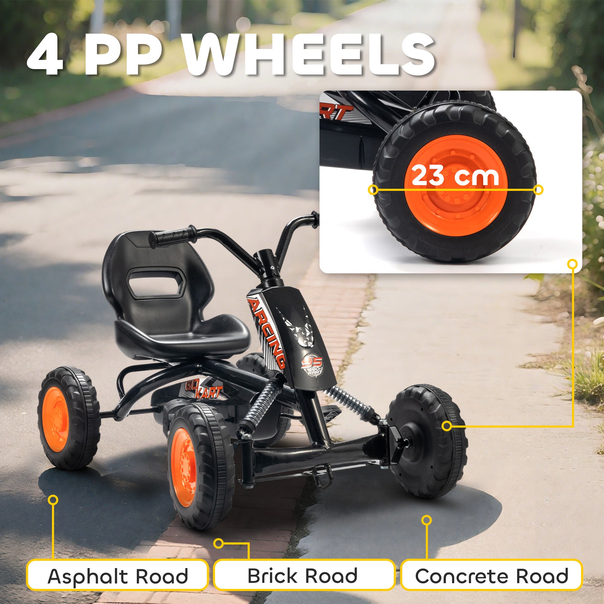 AIYAPLAY Kids Pedal Go Kart Steel Frame