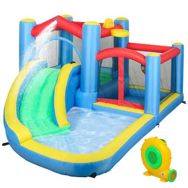 AIYAPLAY Bouncy Castle with Long Slide & Dart Board