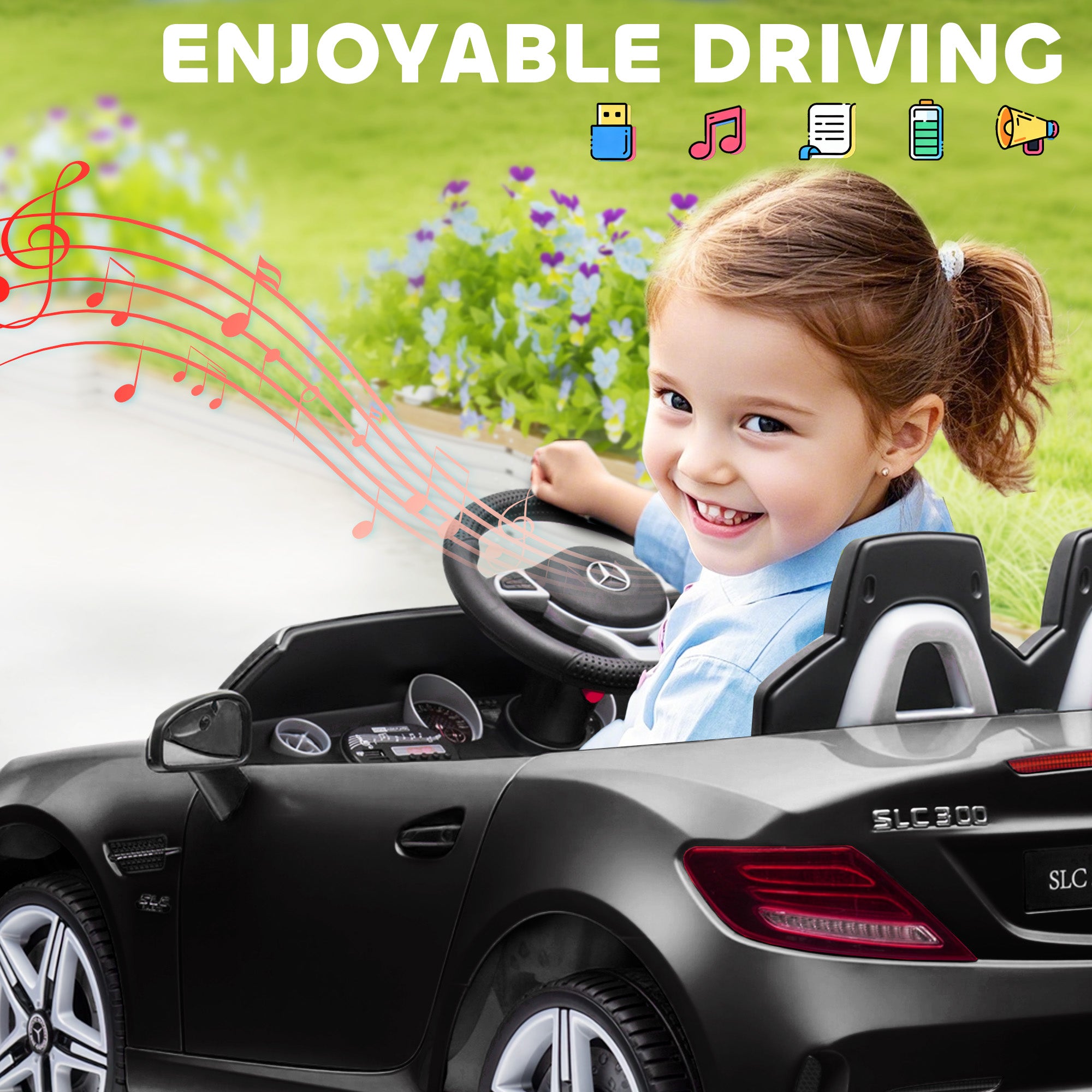 HOMCOM Mercedes-Benz SLC 300 12V Kids Ride-On Car