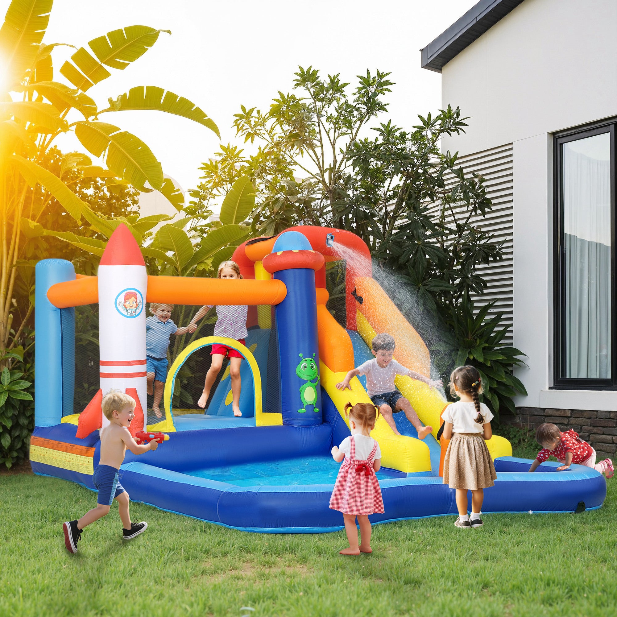 AIYAPLAY 5-in-1 Bouncy Castle Water Slide
