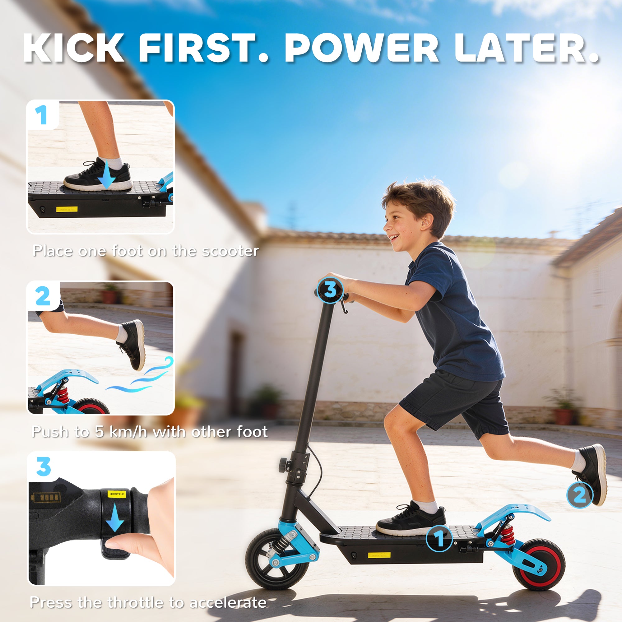 AIYAPLAY Kids Electric Scooter with LCD Display
