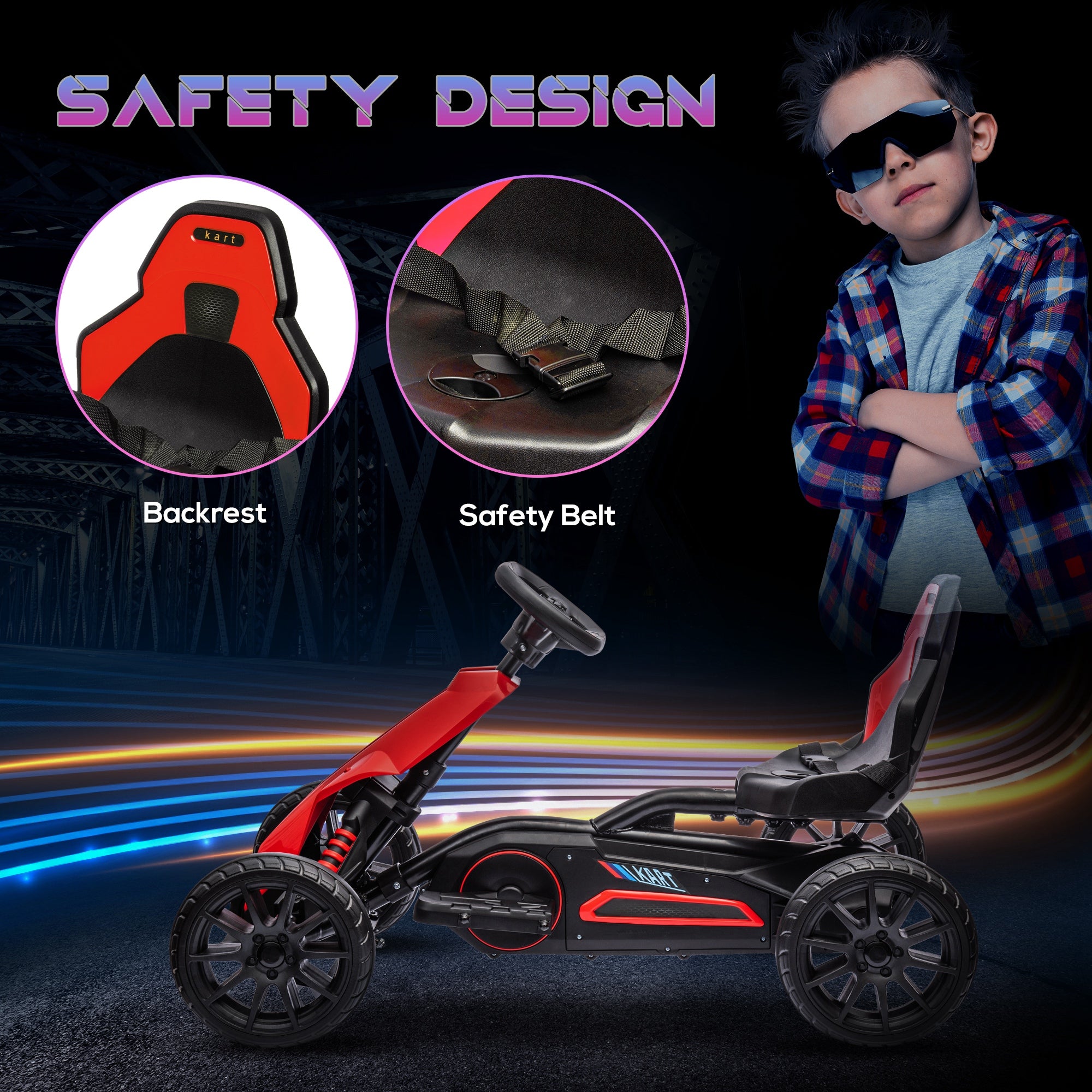 HOMCOM 12V Kids Electric Go-Kart - Pink