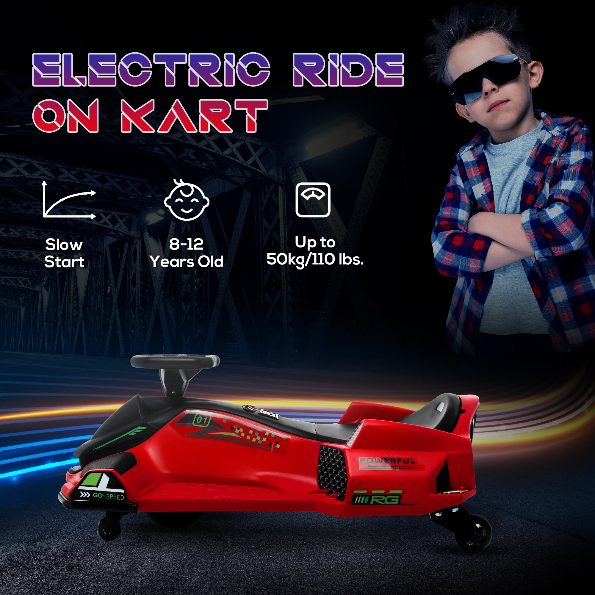 HOMCOM 12V Kids Electric Go-Kart - Black