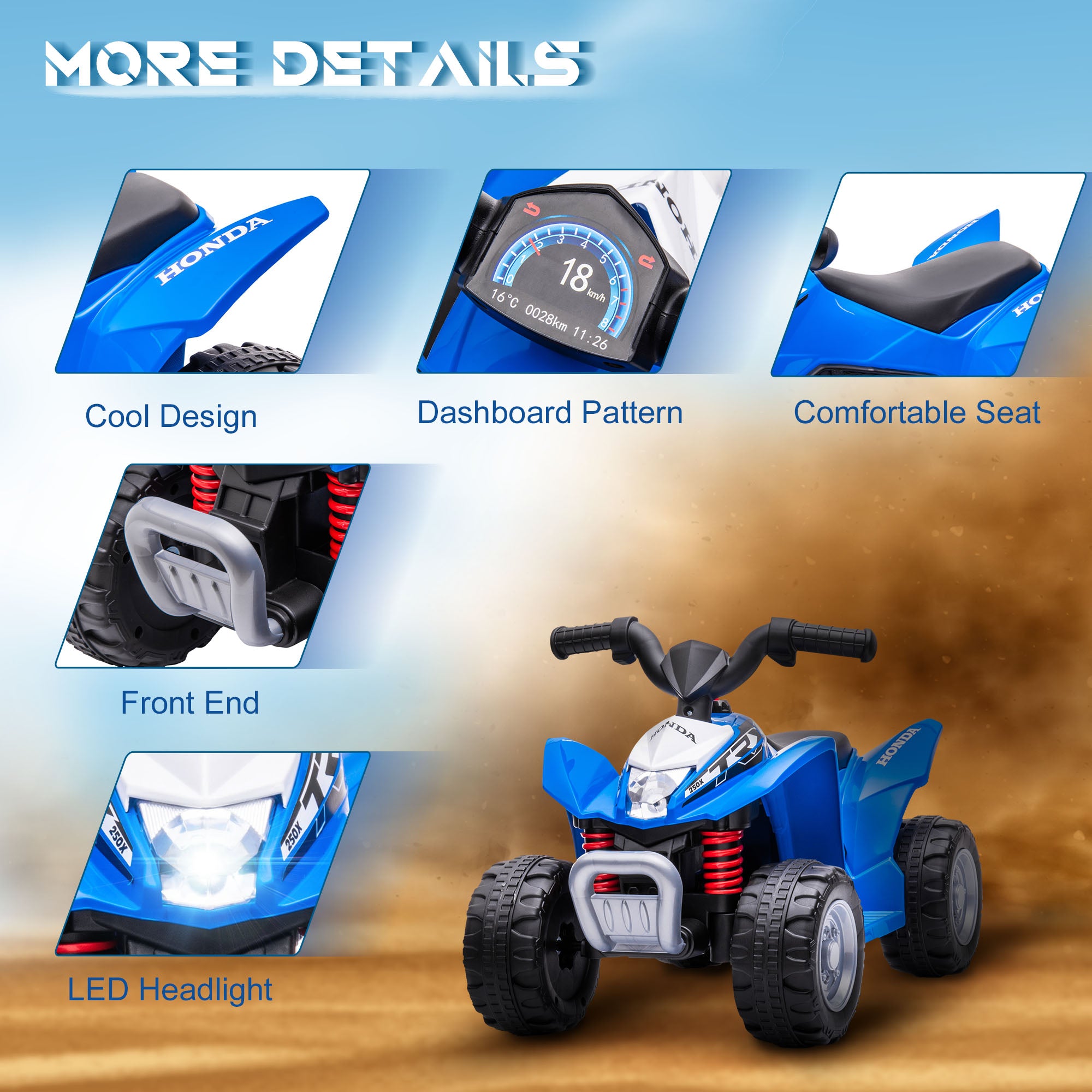 AIYAPLAY Honda 6V Kids Electric Quad Bike