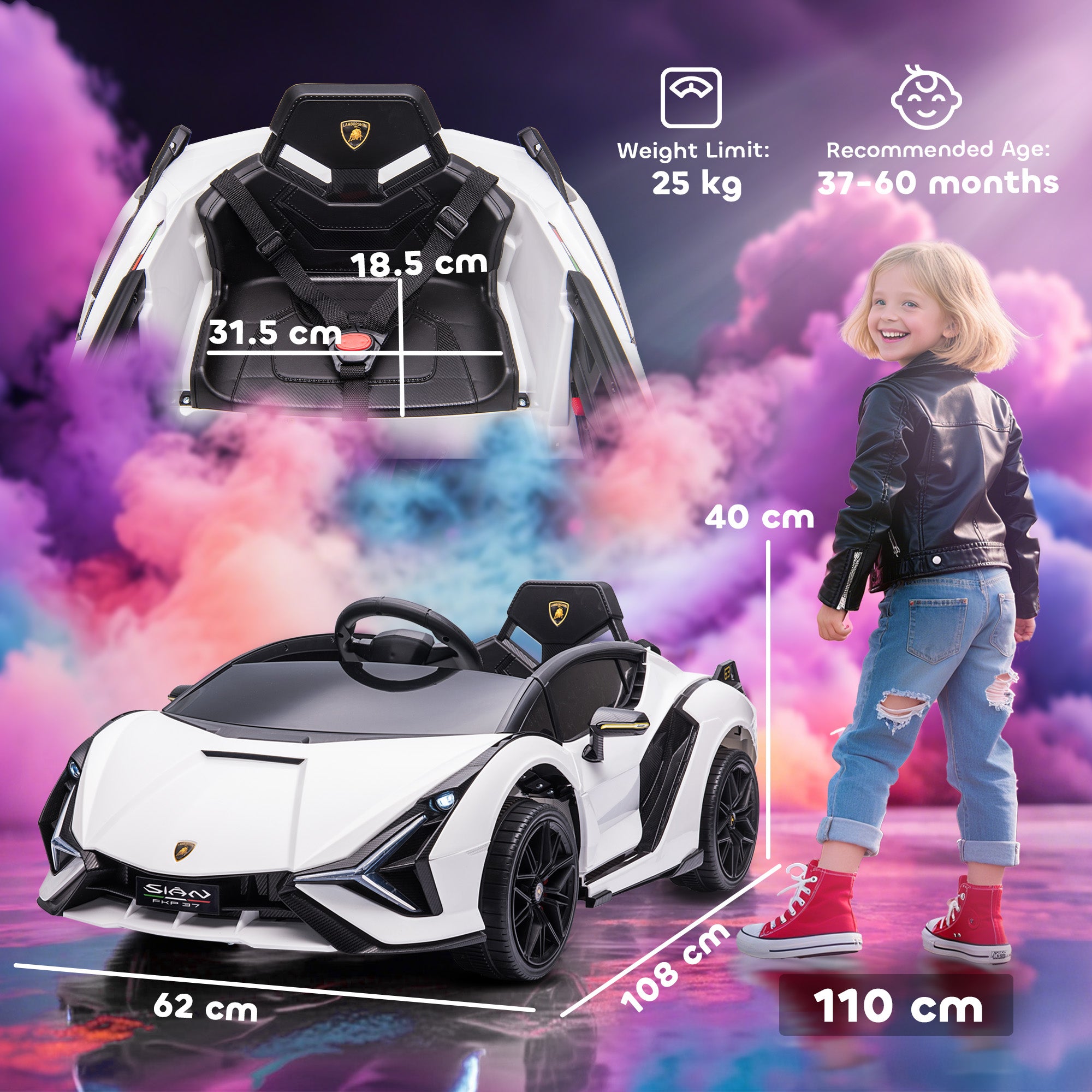 HOMCOM Lamborghini Sian 12V Kids Ride-On Car