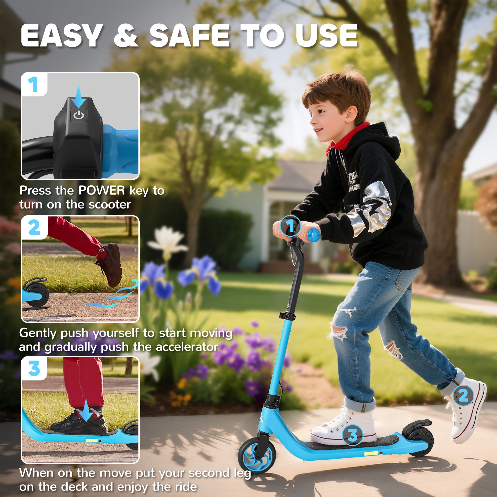 HOMCOM Kids Electric Scooter Adjustable Height