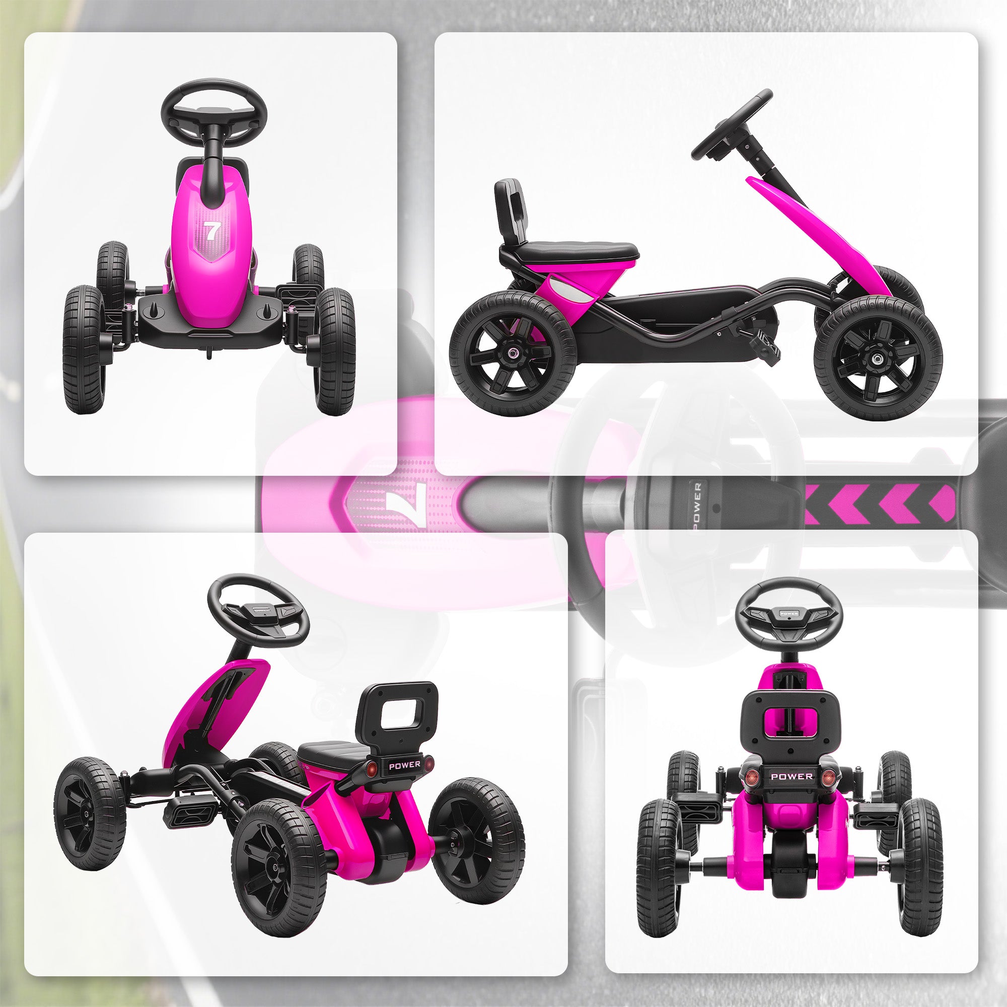 AIYAPLAY Kids Pedal Go Kart Metal Frame EVA Wheels