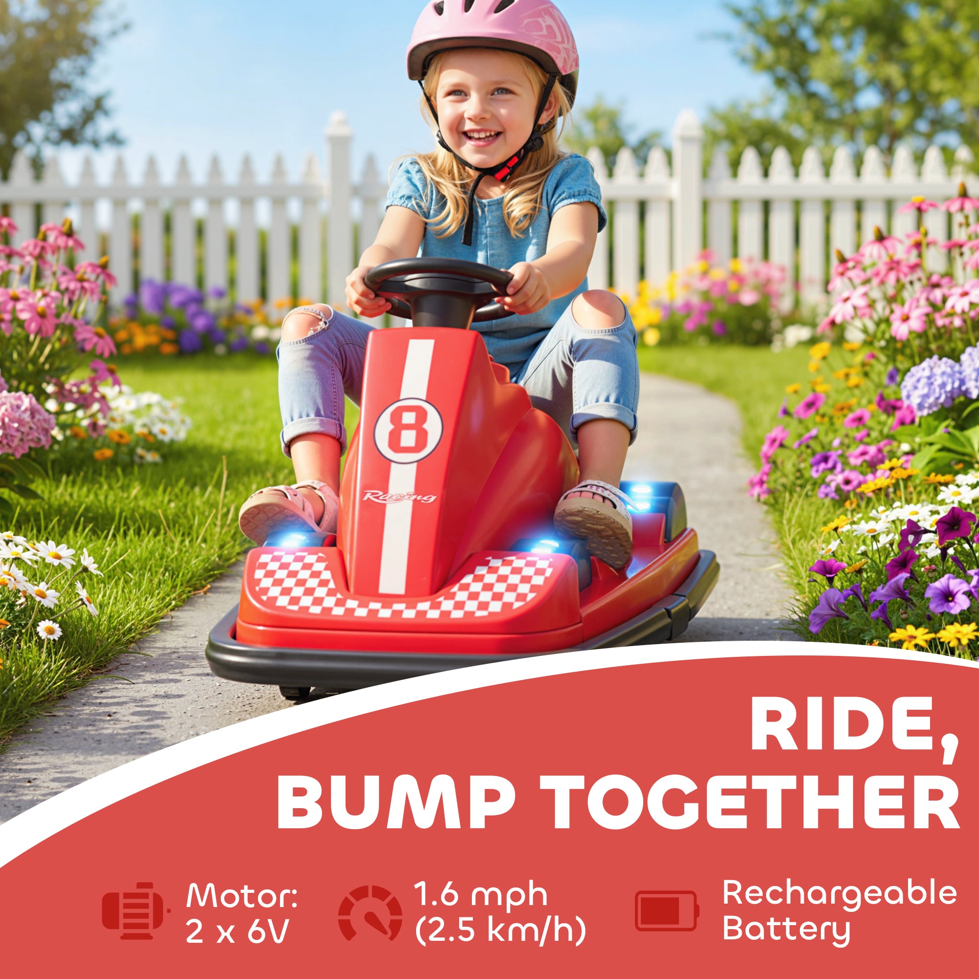 AIYAPLAY Kids 360° Bumper Car - Red
