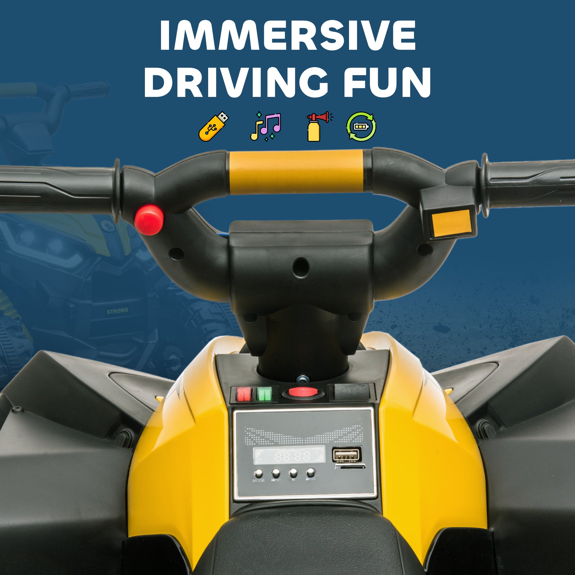 HOMCOM 12V Kids Electric Quad Bike - Yellow