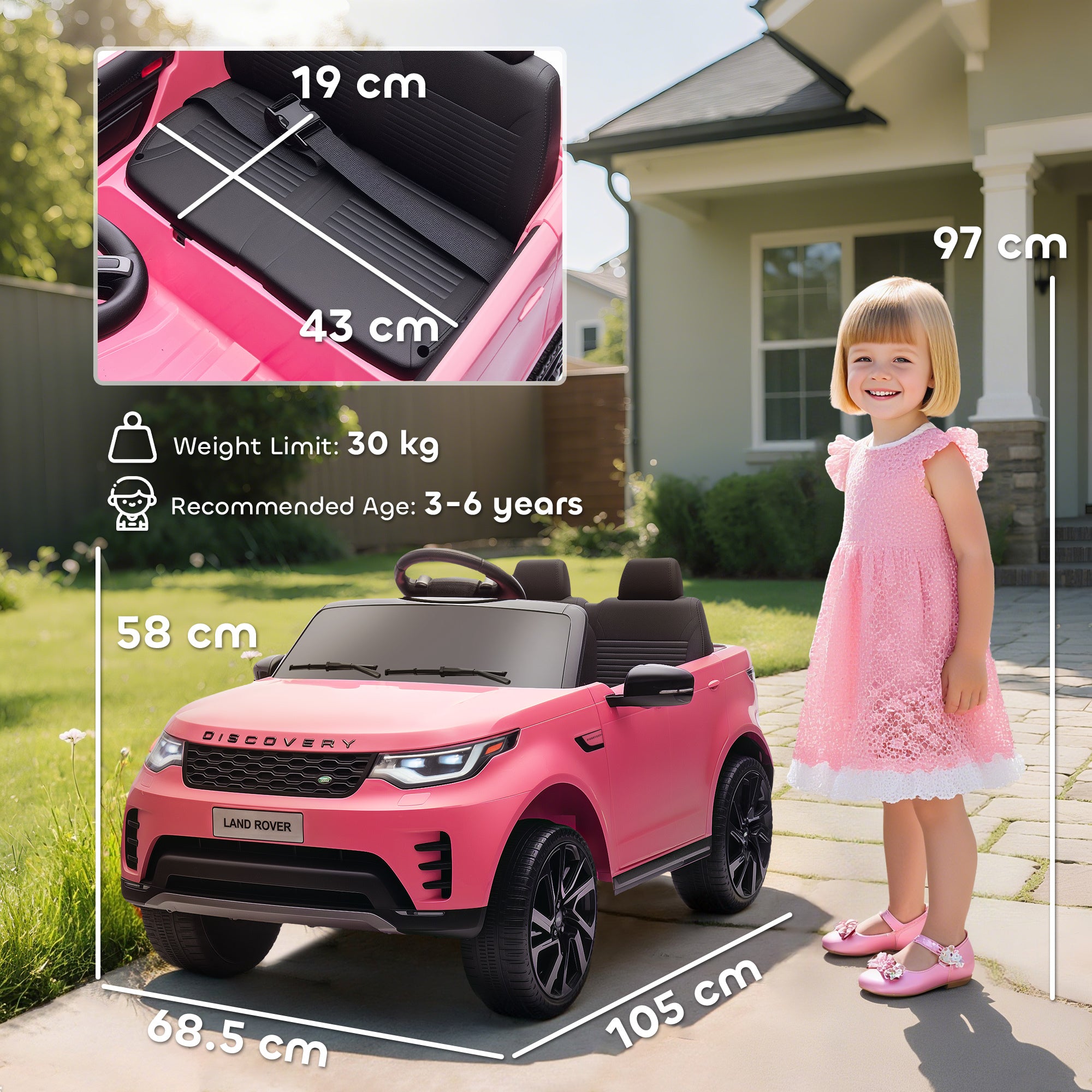 AIYAPLAY Land Rover Discovery 12V Kids Ride-On Car - Pink