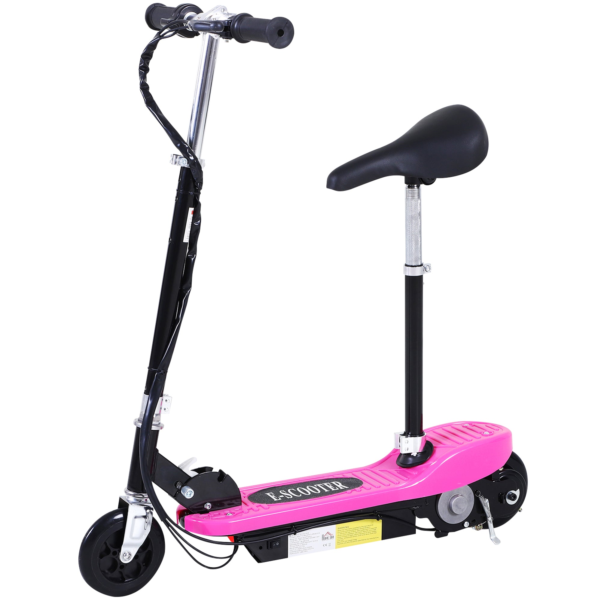 HOMCOM Kids Electric Scooter with Seat & Brakes - Pink