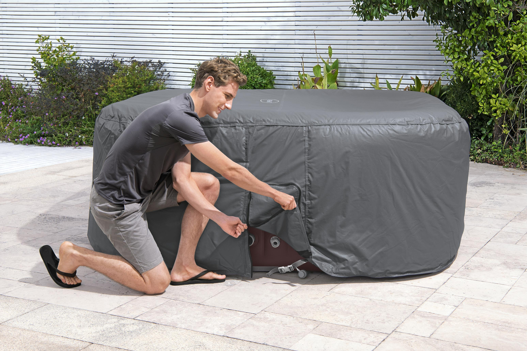 Large square thermal cover fitted to a Tuscany or Maldives hot tub