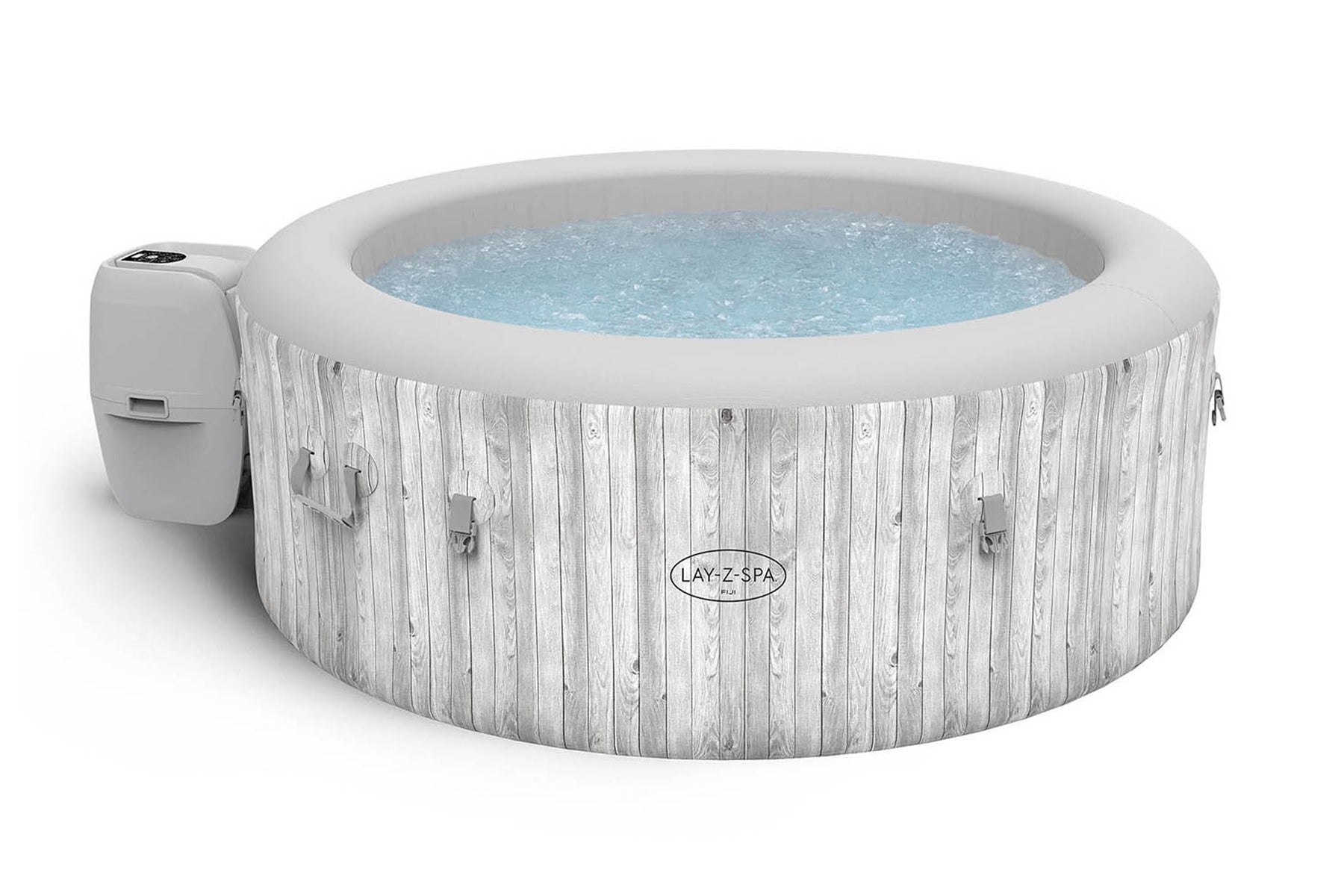Family relaxing in the Lay-Z-Spa Fiji 6 person hot tub