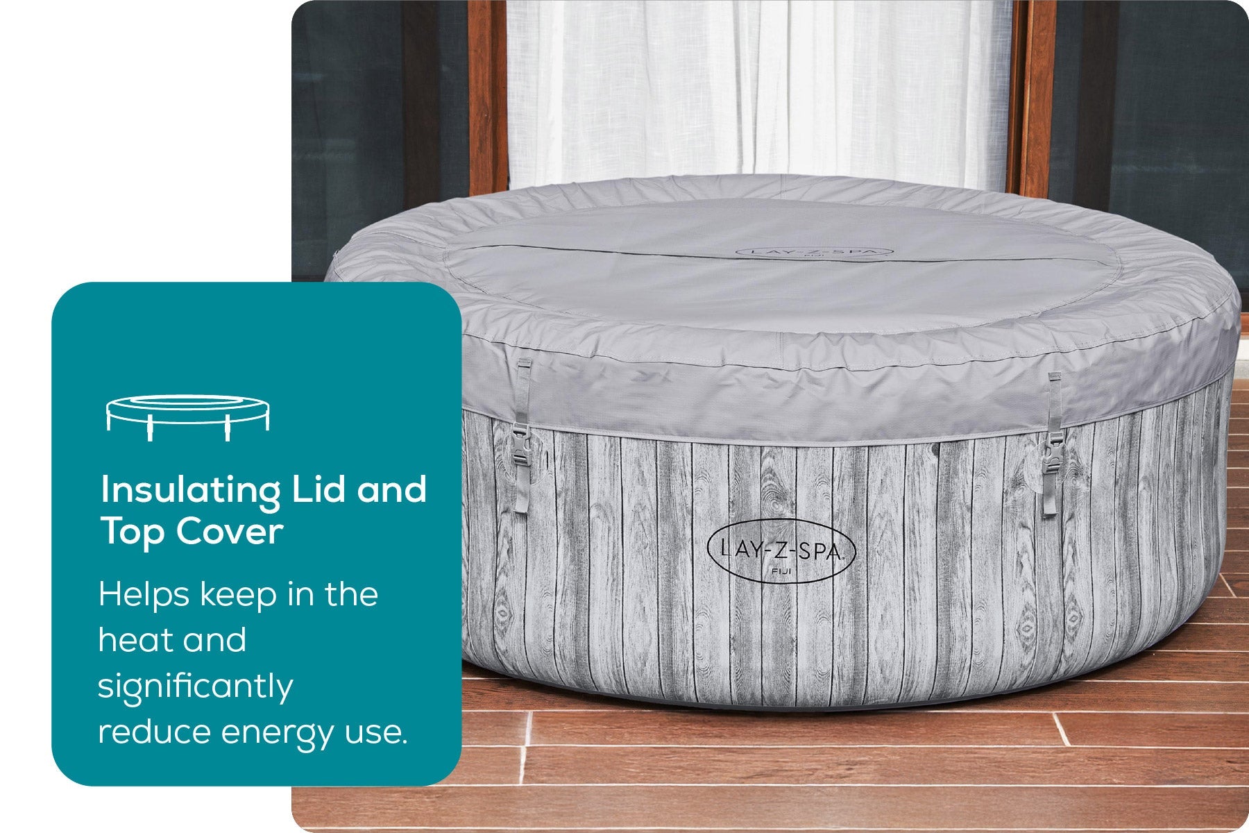 Lay-Z-Spa Fiji hot tub with insulating lid and top cover
