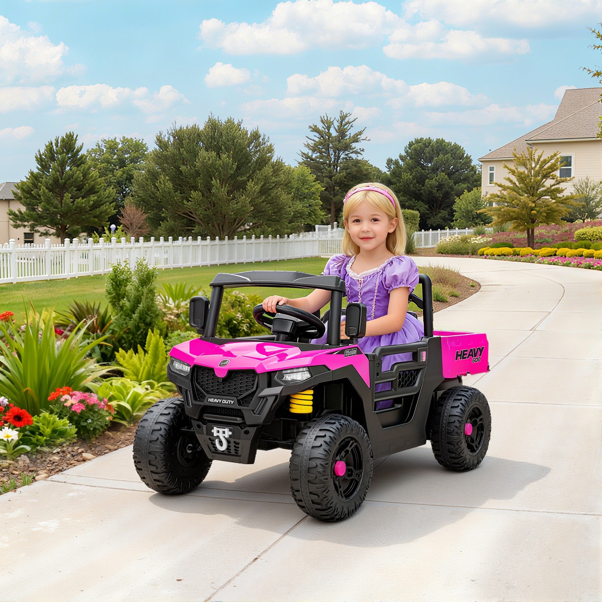 AIYAPLAY 12V Kids UTV Ride-On with Dump Bed