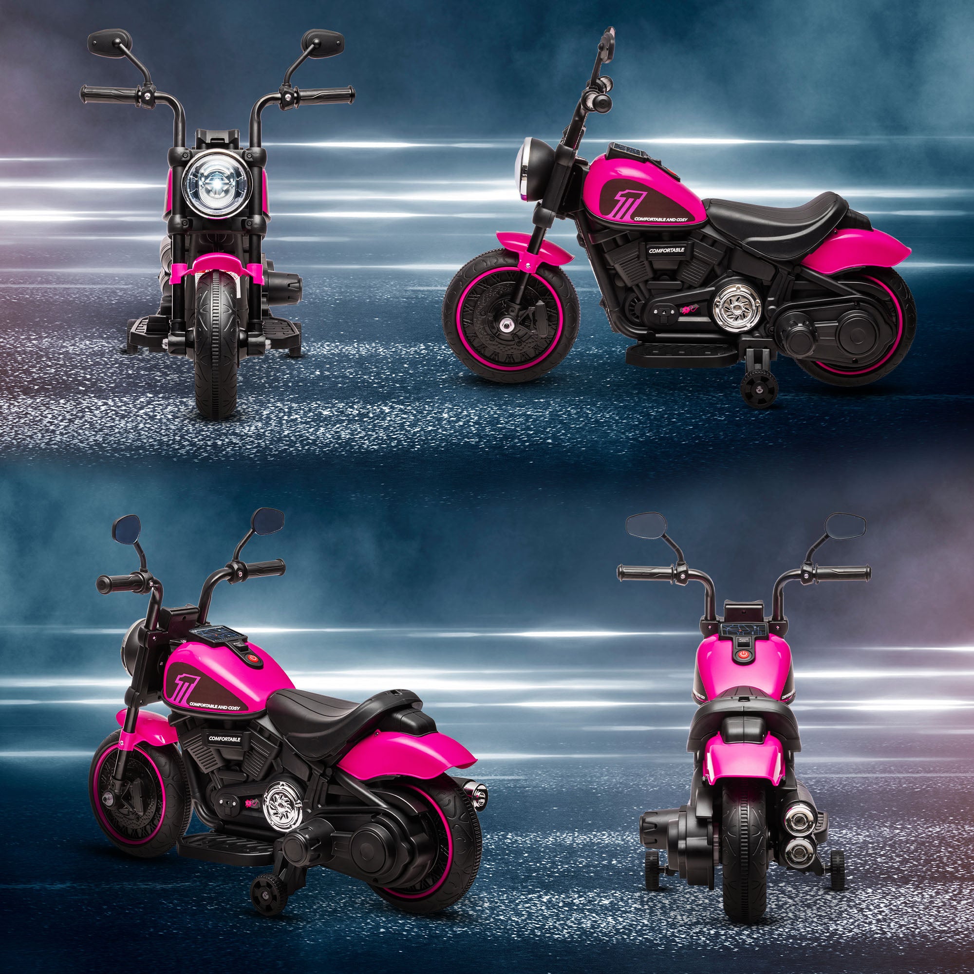 HOMCOM 6V Kids Electric Motorbike - Pink