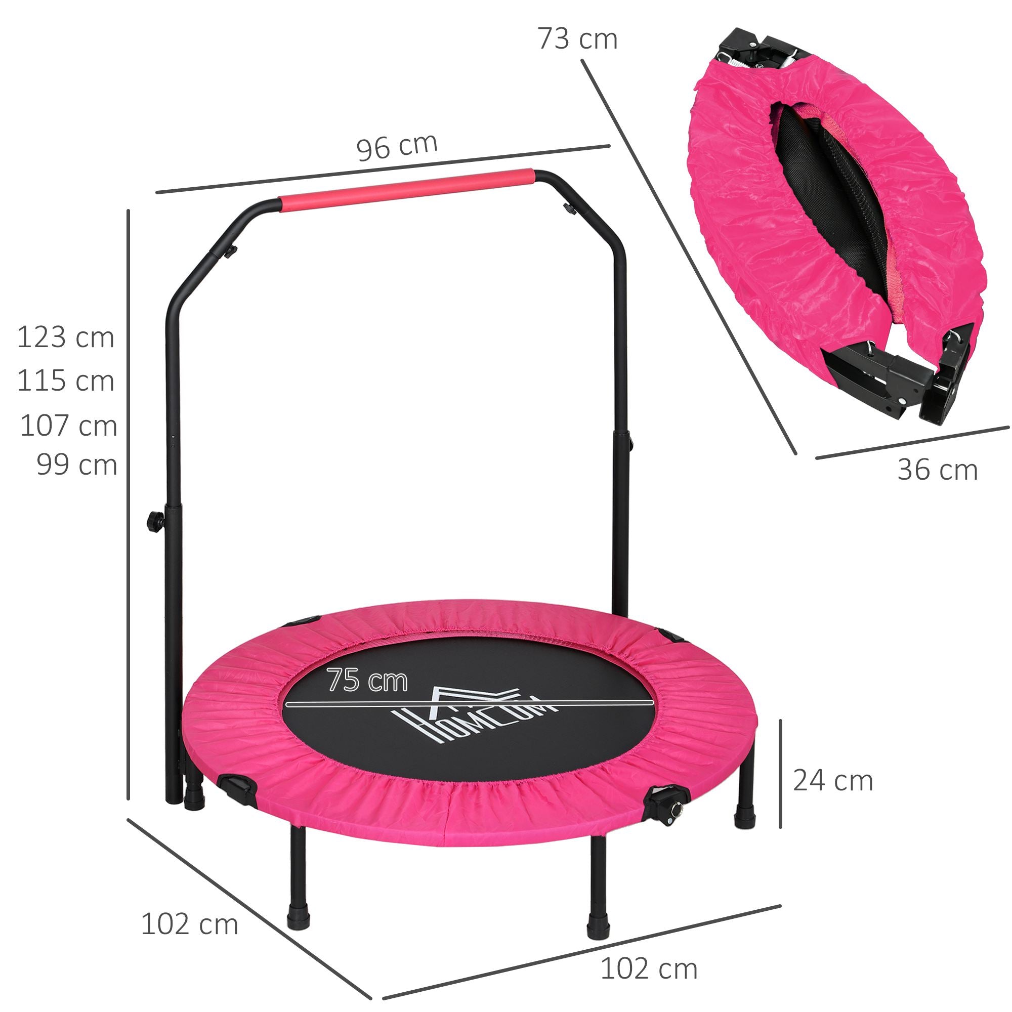 HOMCOM 40" Foldable Mini Fitness Trampoline - Black