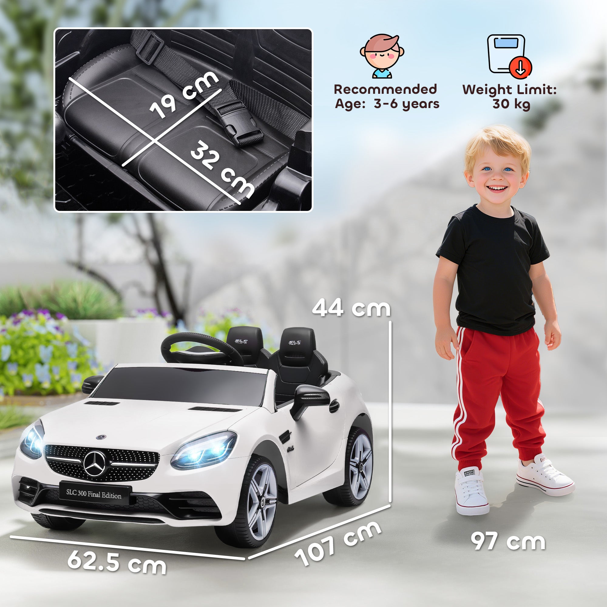 HOMCOM Mercedes-Benz SLC 300 12V Kids Ride-On Car