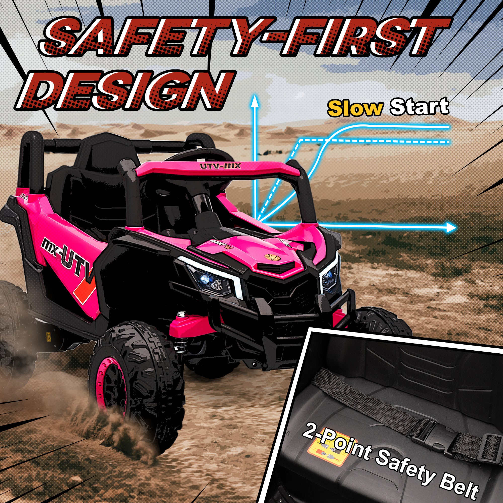 AIYAPLAY 12V Kids Electric Ride-On Car - Pink