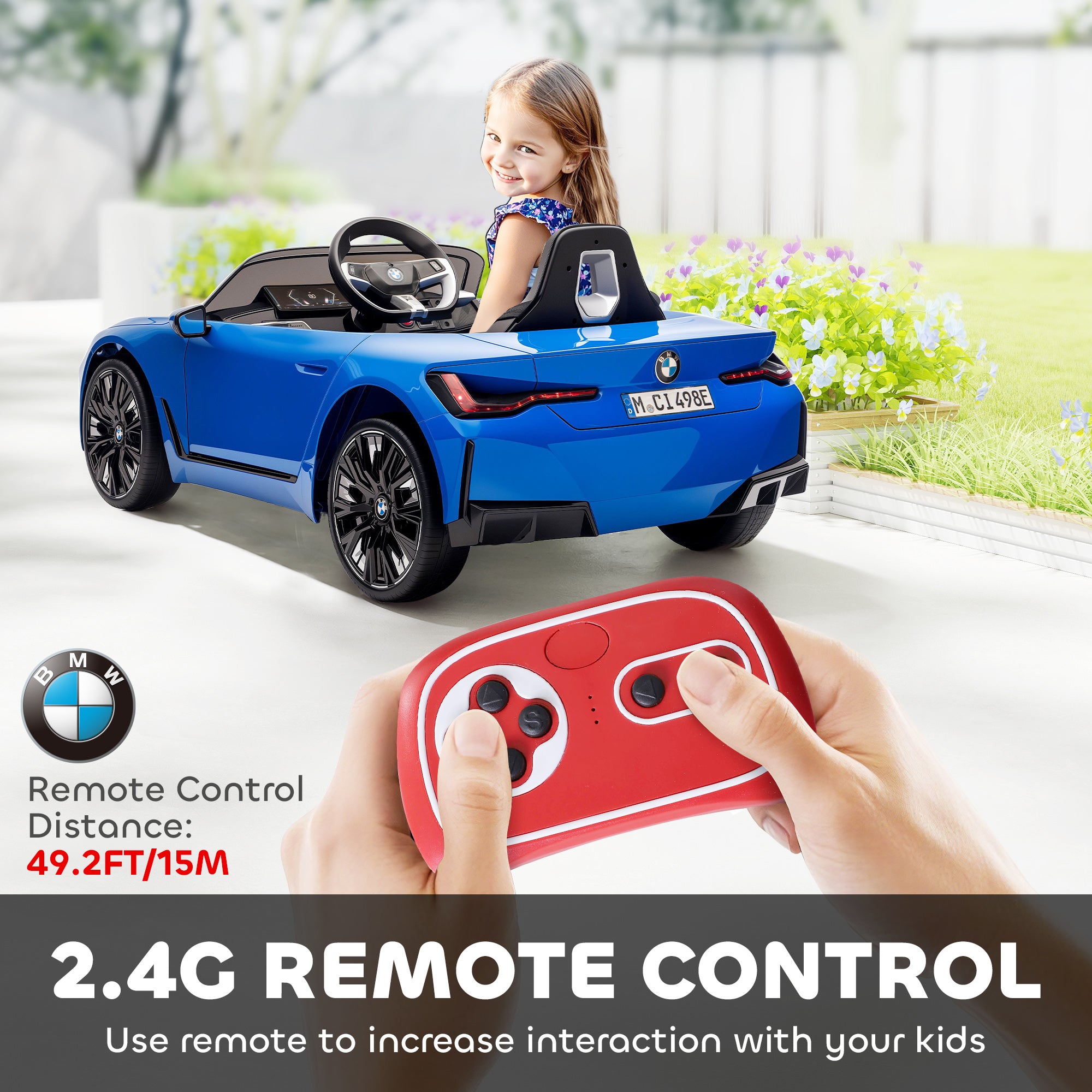 HOMCOM BMW i4 12V Kids Ride-On Car - Blue