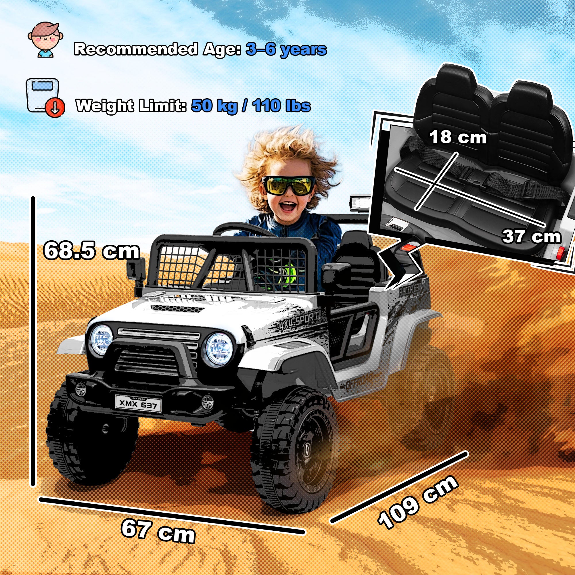 AIYAPLAY 12V Kids Ride-On Truck - Blue