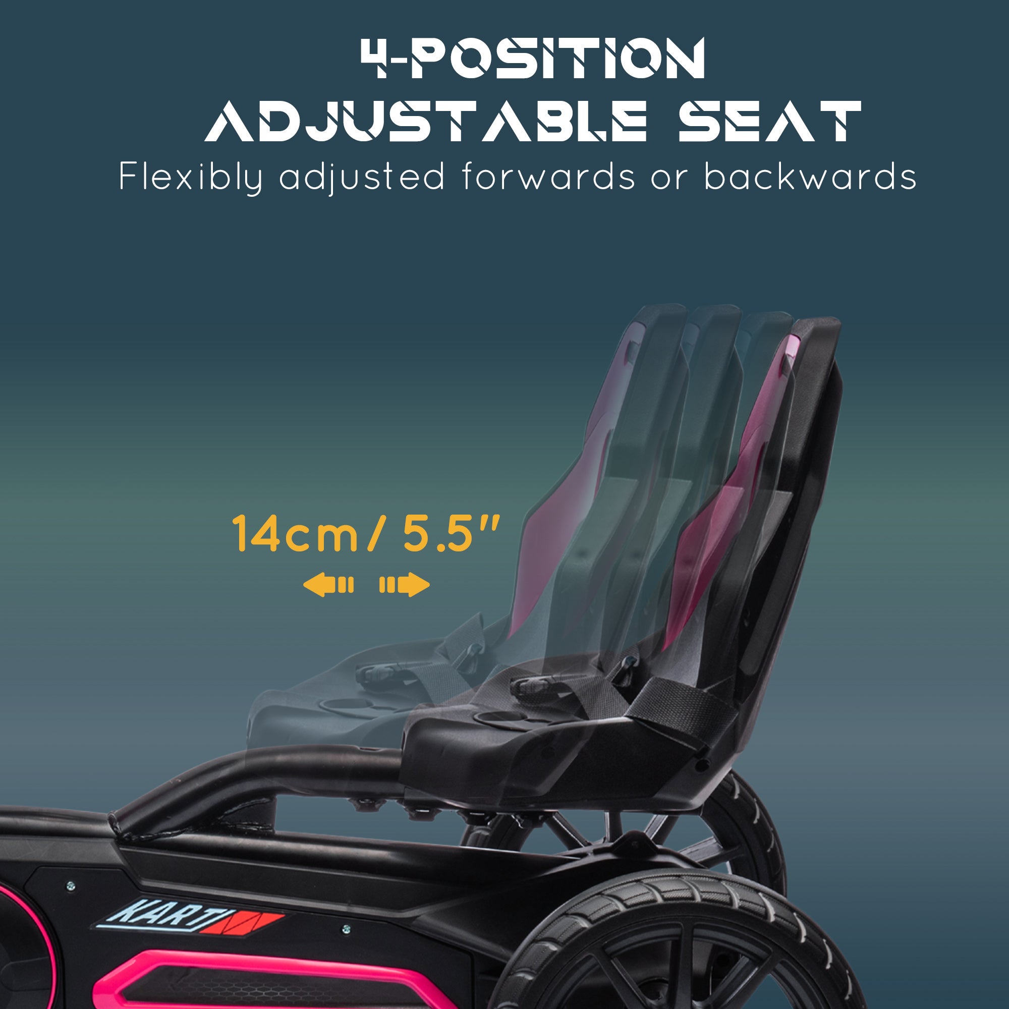 HOMCOM Kids Go Kart Adjustable Seat Handbrake