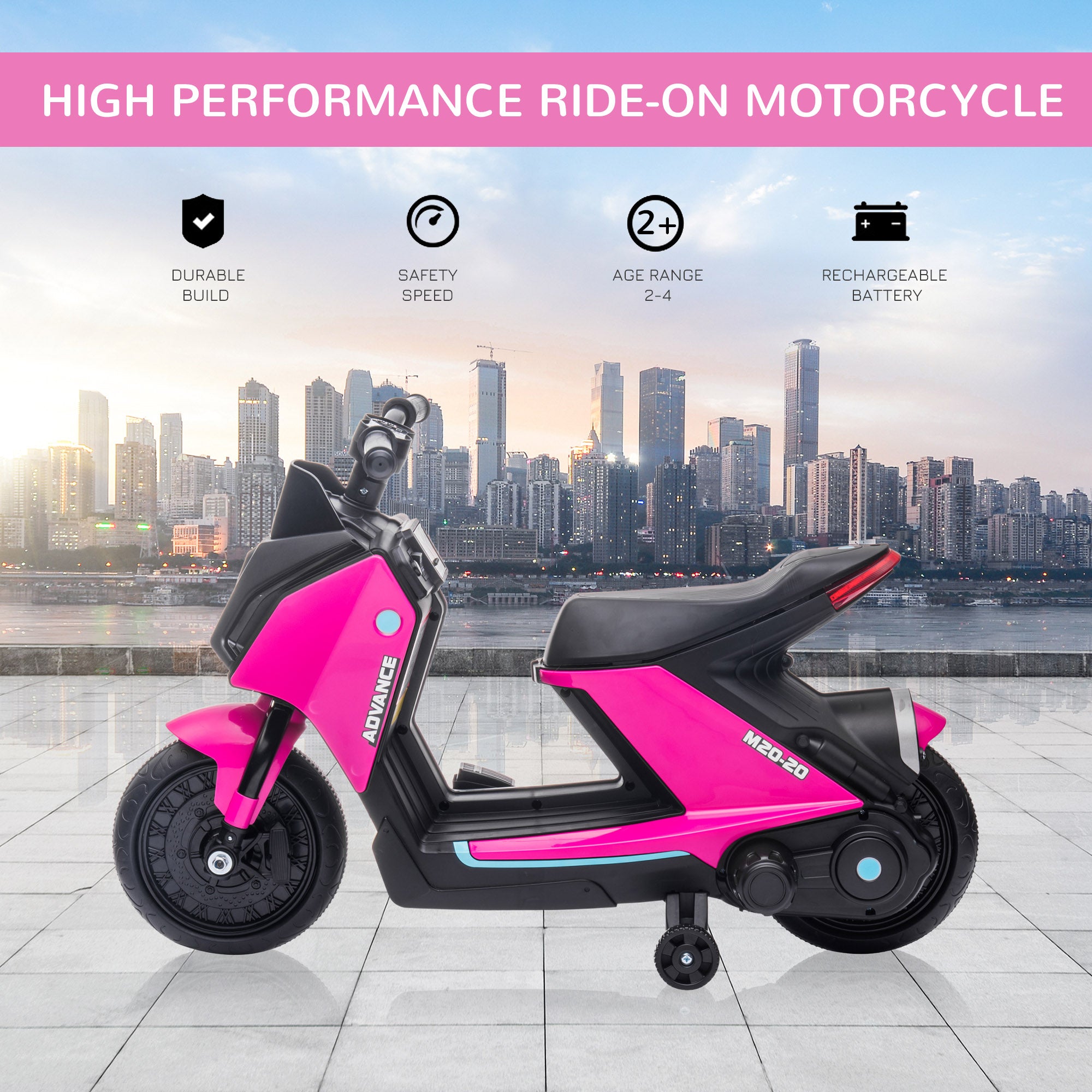 HOMCOM 6V Kids Electric Motorbike - Pink