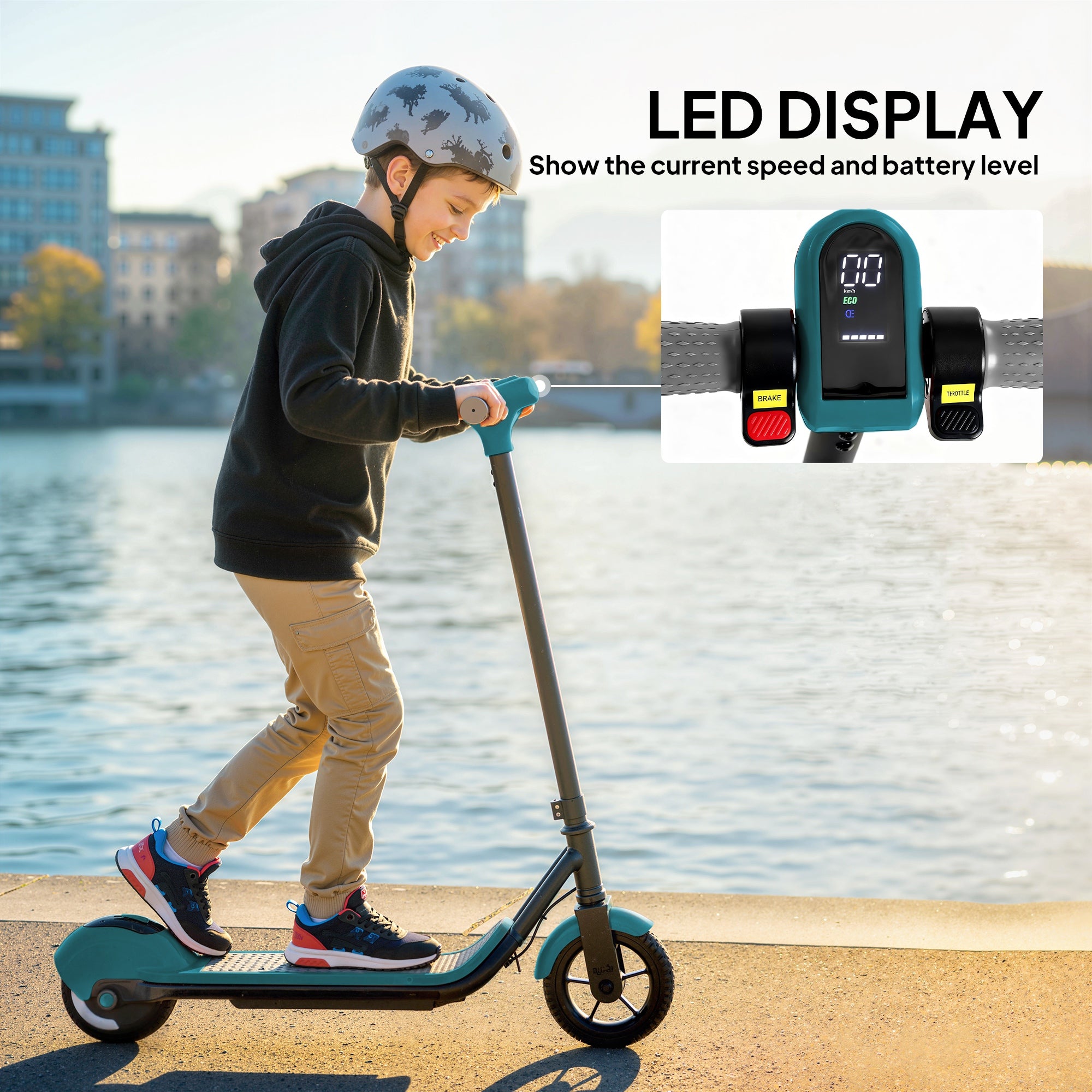SPORTNOW Kids Electric Scooter with LED Display