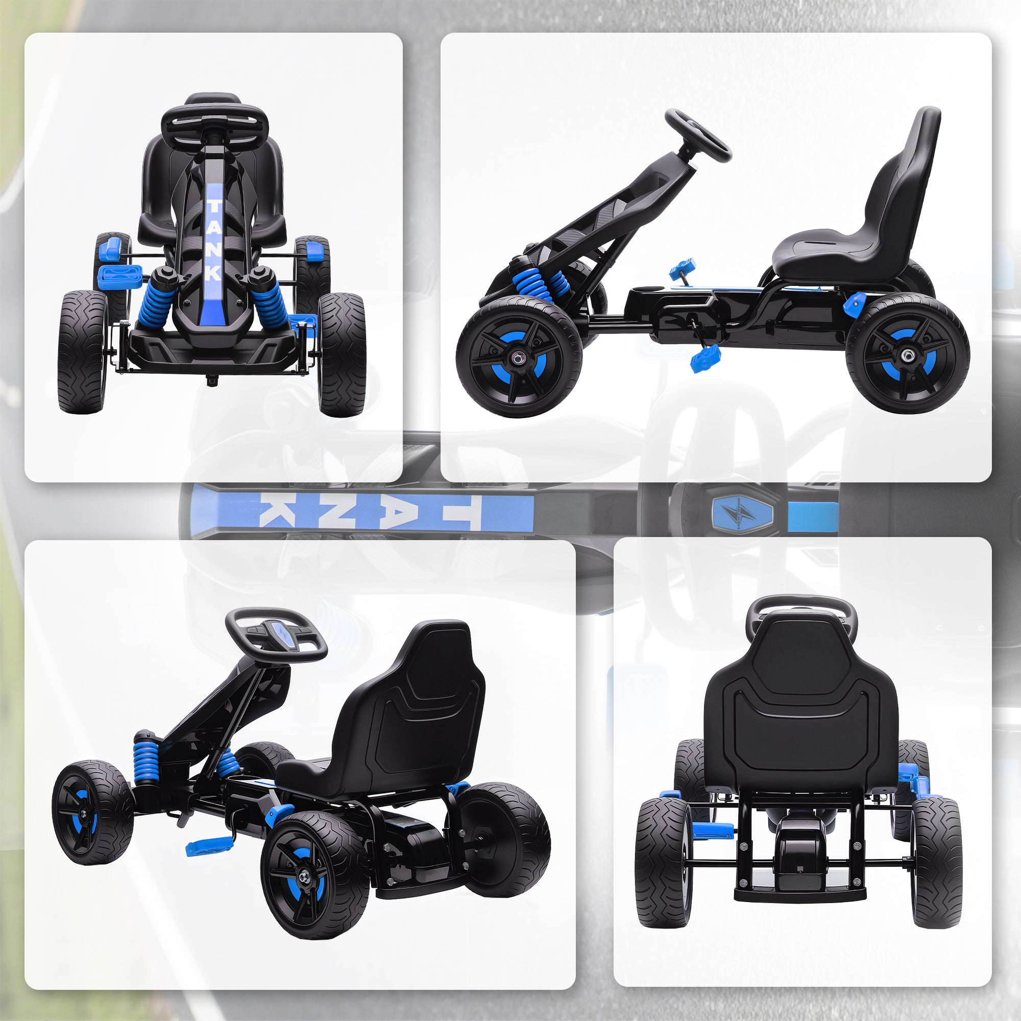 AIYAPLAY Kids Pedal Go Kart with Brake EVA Wheels